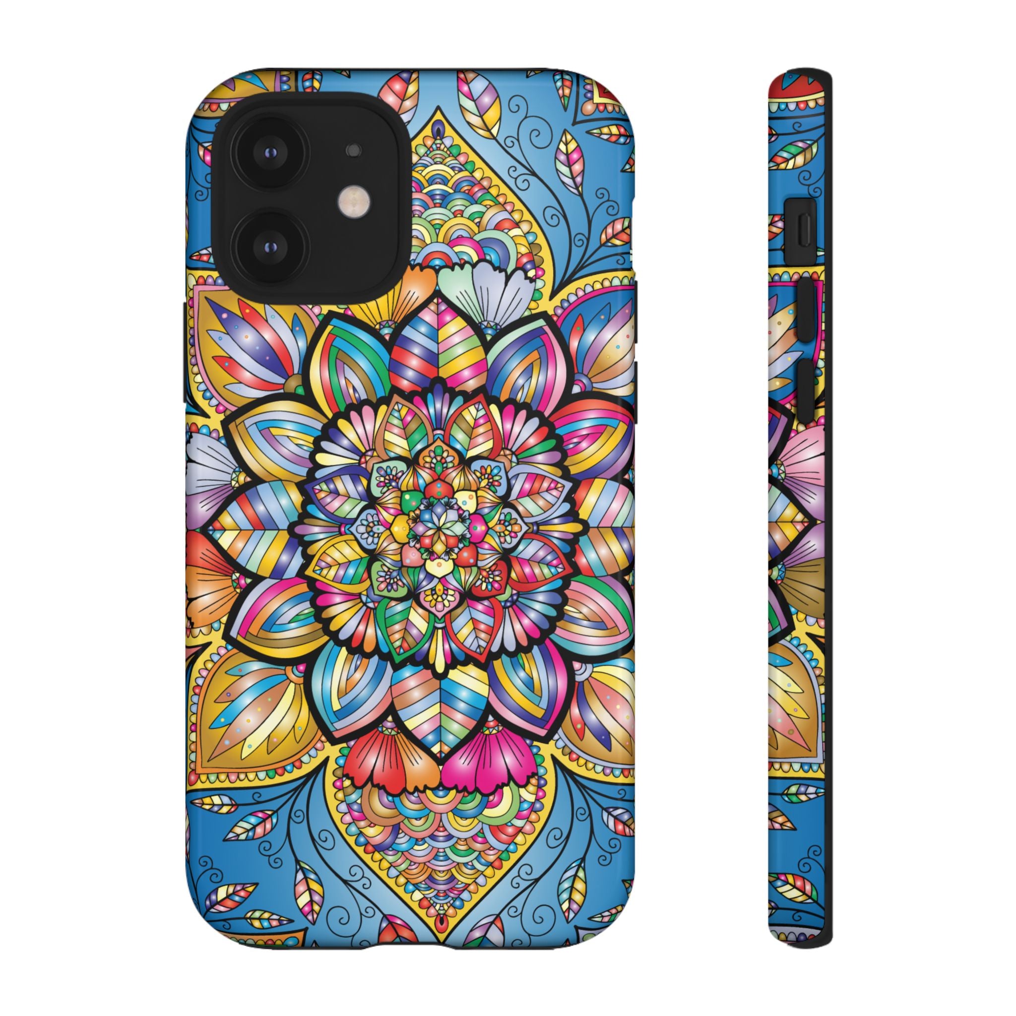 Vibrant Floral Phone Case, Tough Phone Cover, Colorful Mobile Accessory, Artistic Gift, Mandala Design, Everyday Use