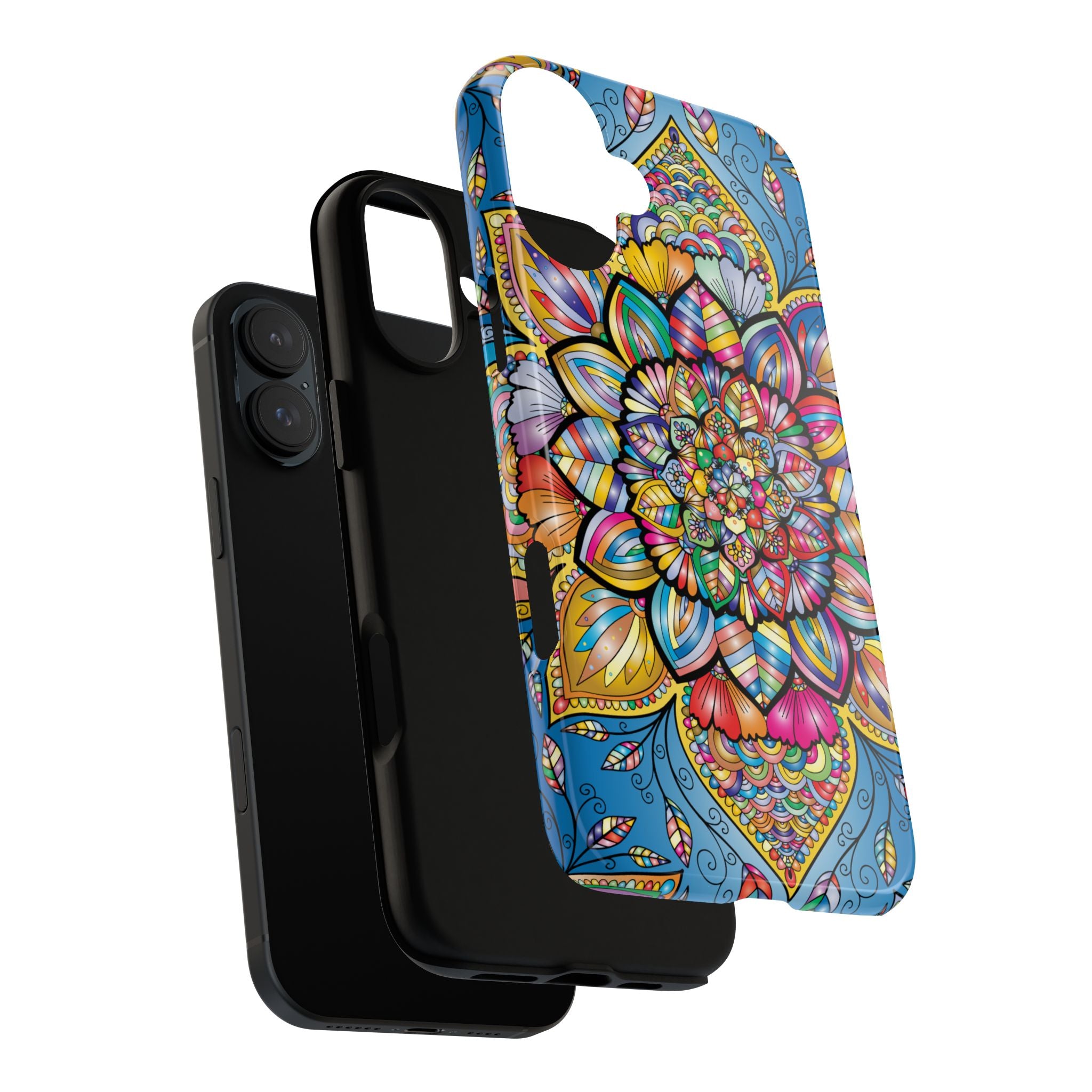 Vibrant Floral Phone Case, Tough Phone Cover, Colorful Mobile Accessory, Artistic Gift, Mandala Design, Everyday Use