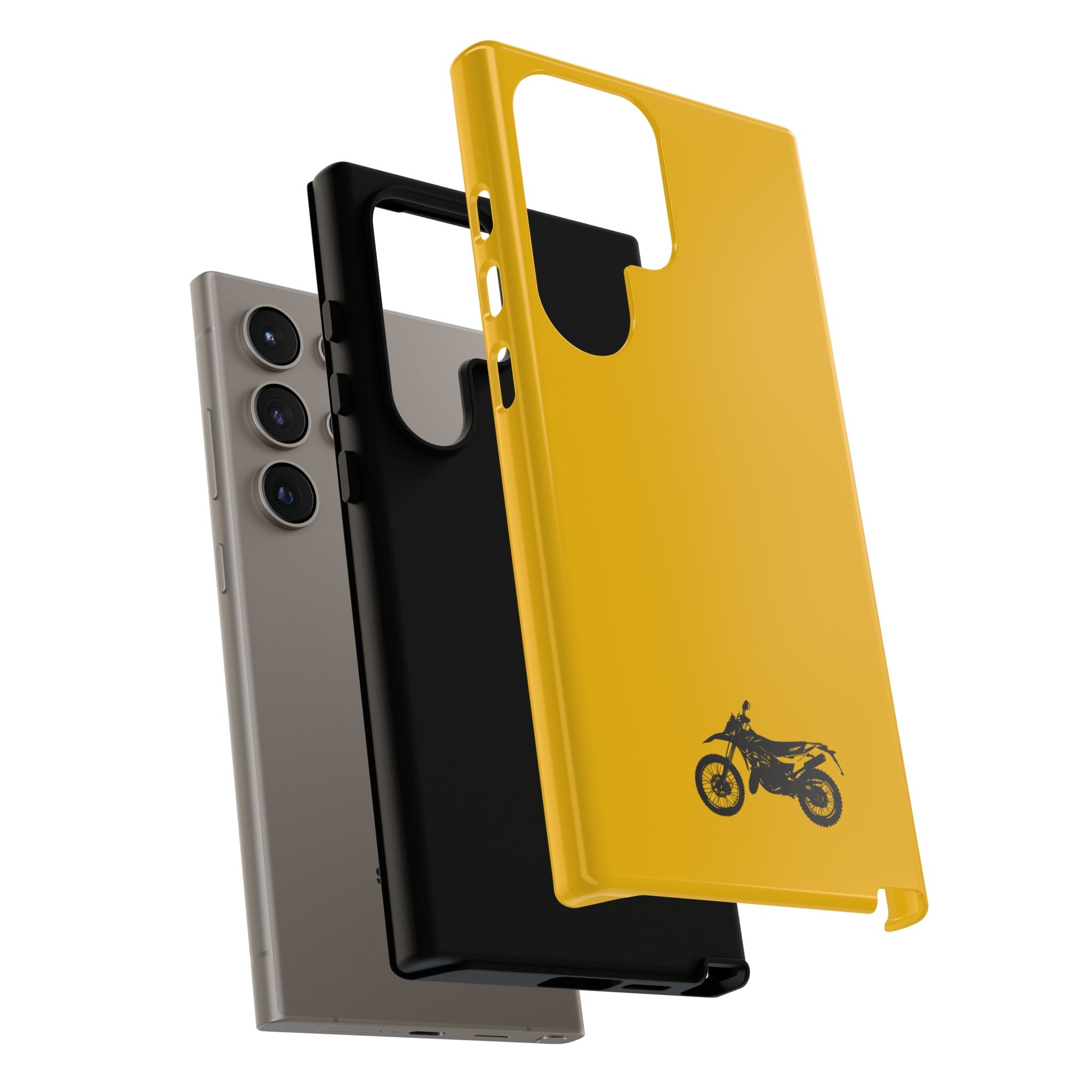Motorcycle Phone Case, Tough Phone Cover, Gift for Bikers, Durable Tech Accessory, Yellow Motorcycle Design