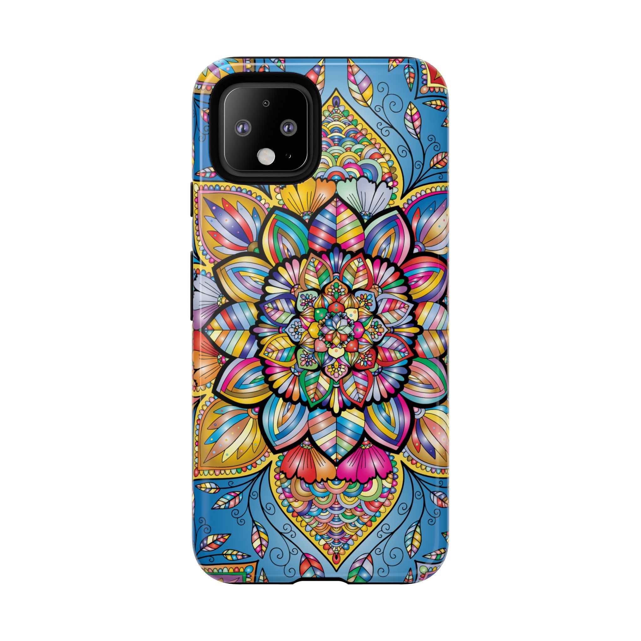 Vibrant Floral Phone Case, Tough Phone Cover, Colorful Mobile Accessory, Artistic Gift, Mandala Design, Everyday Use