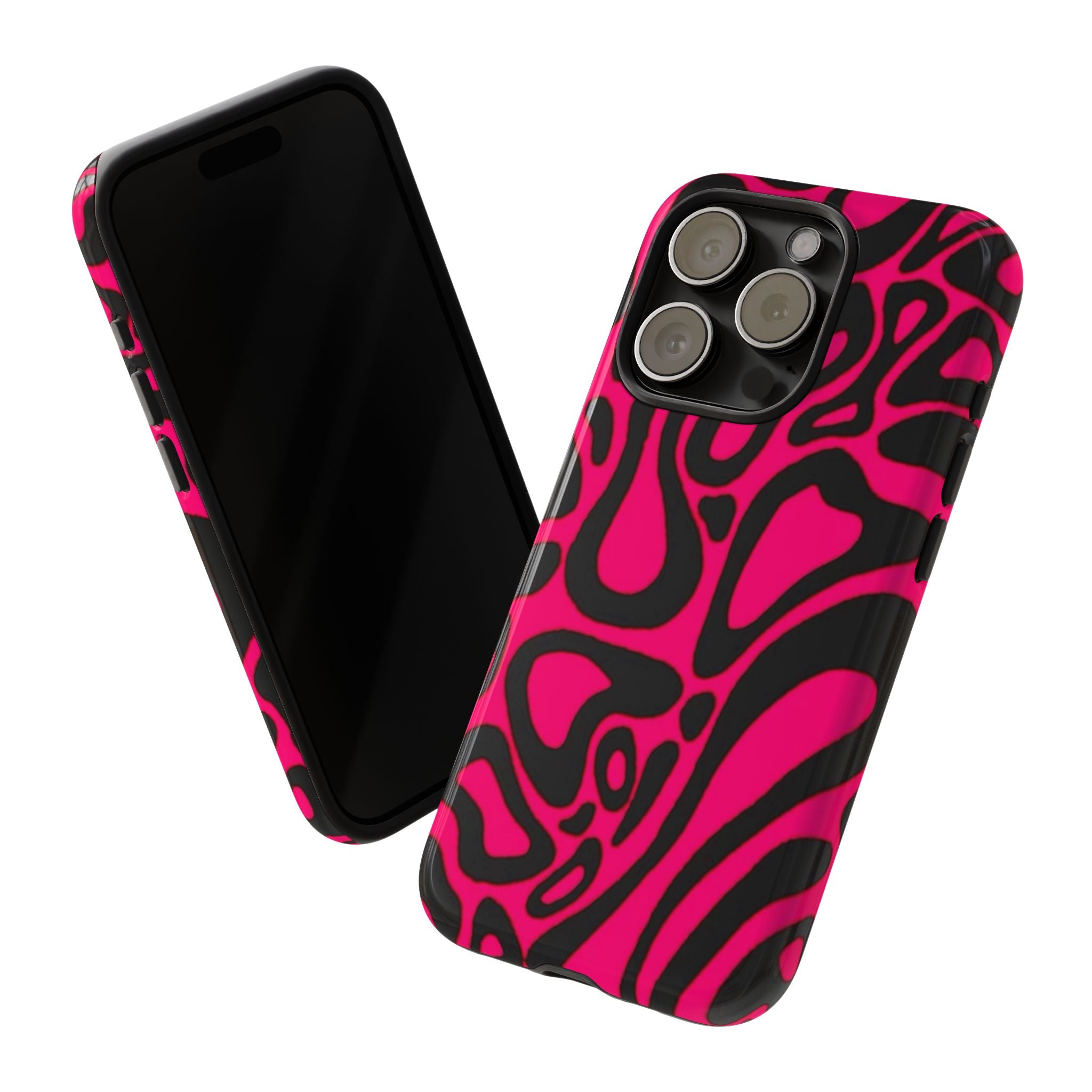 Bold Pink Patterned Phone Case, Stylish Tough Case, Trendy Accessory, Gift for Her, Tech Protection