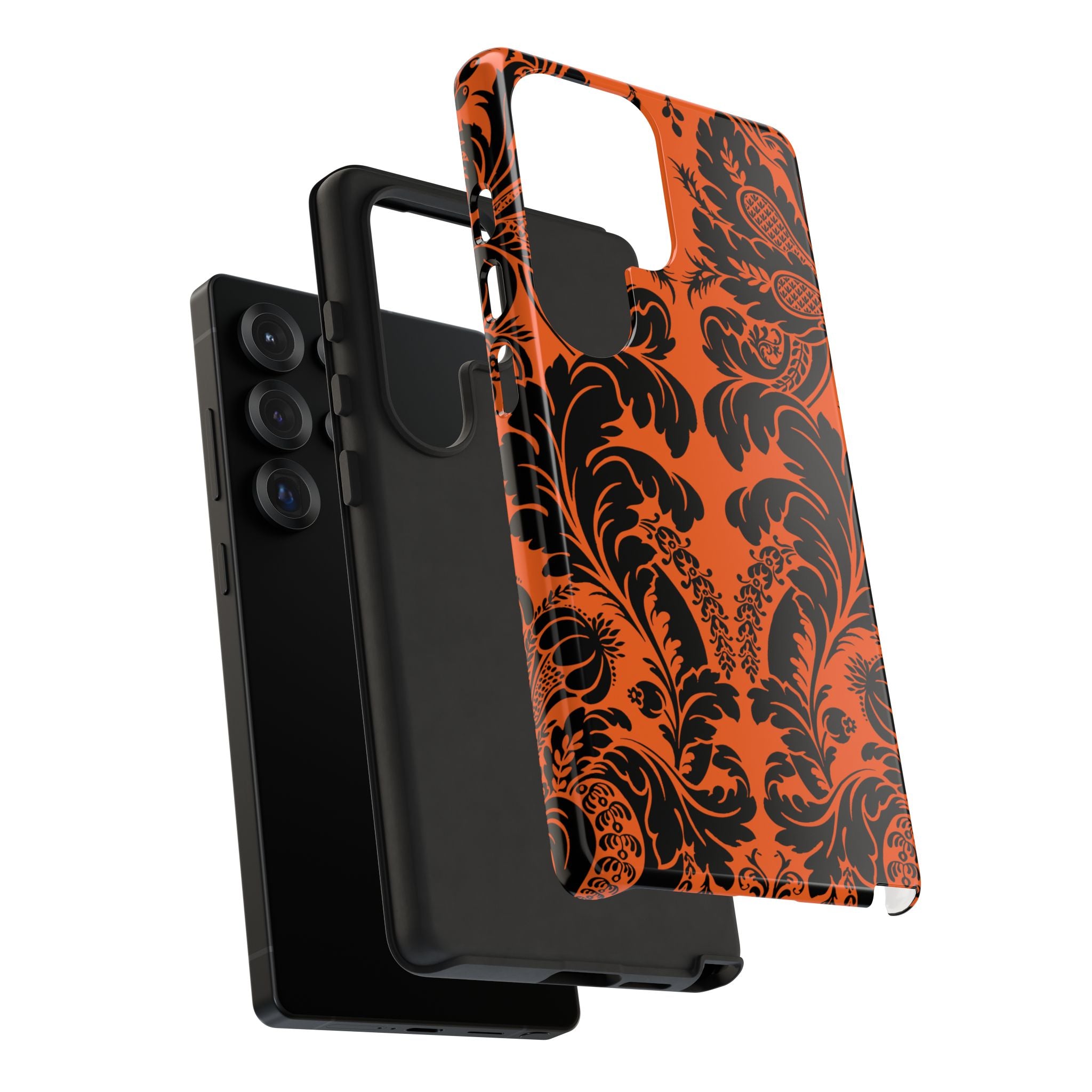 Elegant Phone Case with Orange Floral Design | Tough Cases, Smartphone Cover, Gift for Her, Floral Patterns, Stylish Accessories