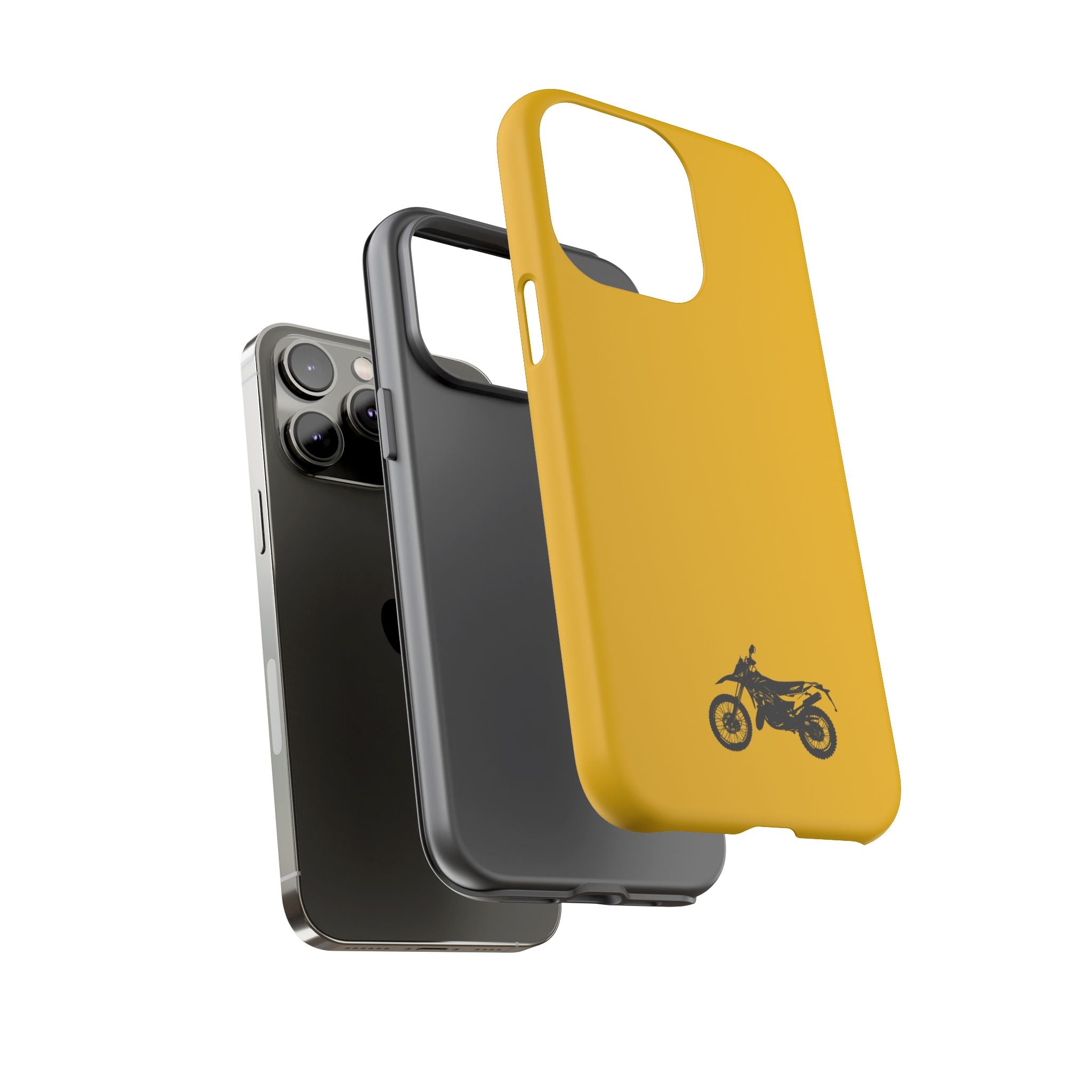 Motorcycle Phone Case, Tough Phone Cover, Gift for Bikers, Durable Tech Accessory, Yellow Motorcycle Design