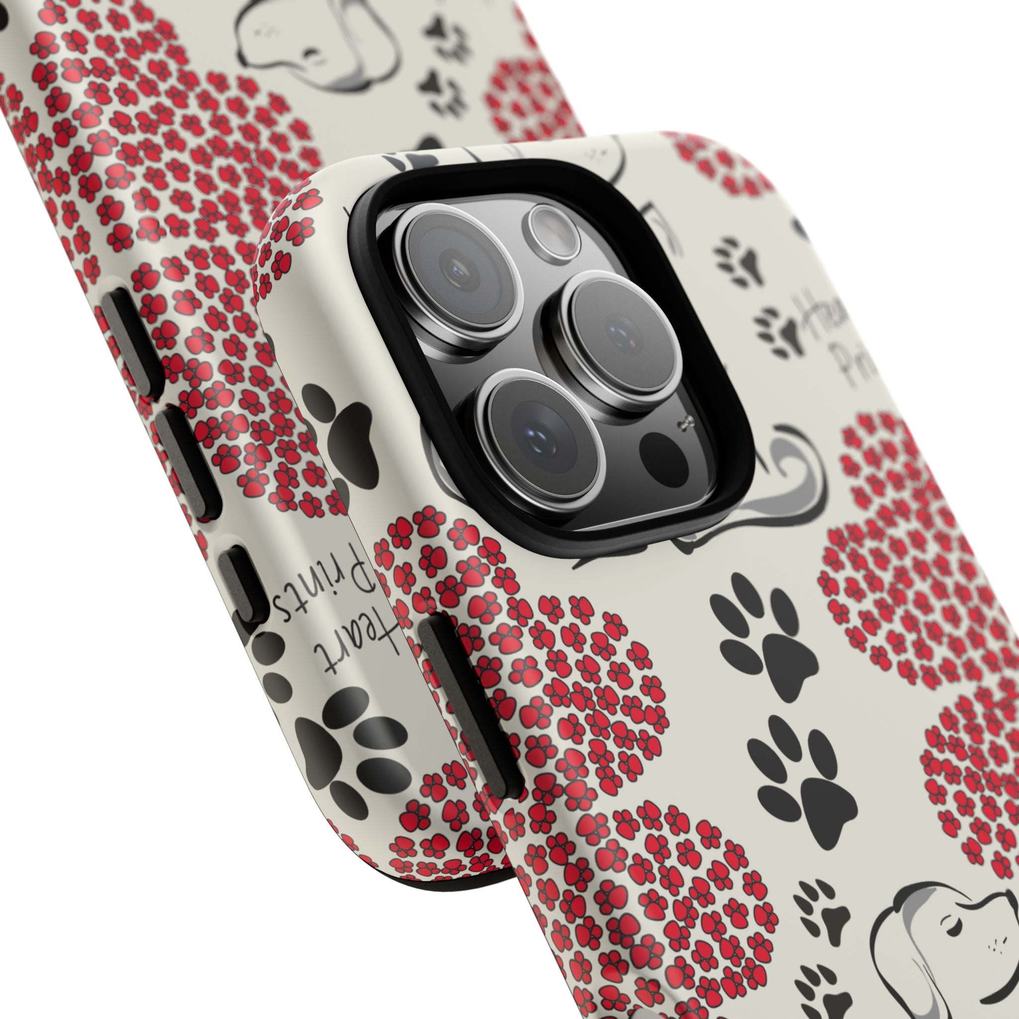 Stylish Phone Case with Heart Prints for Pet Lovers, Dog Lover Gift, Floral Pattern, Customizable Design, Cute Animal Accessories