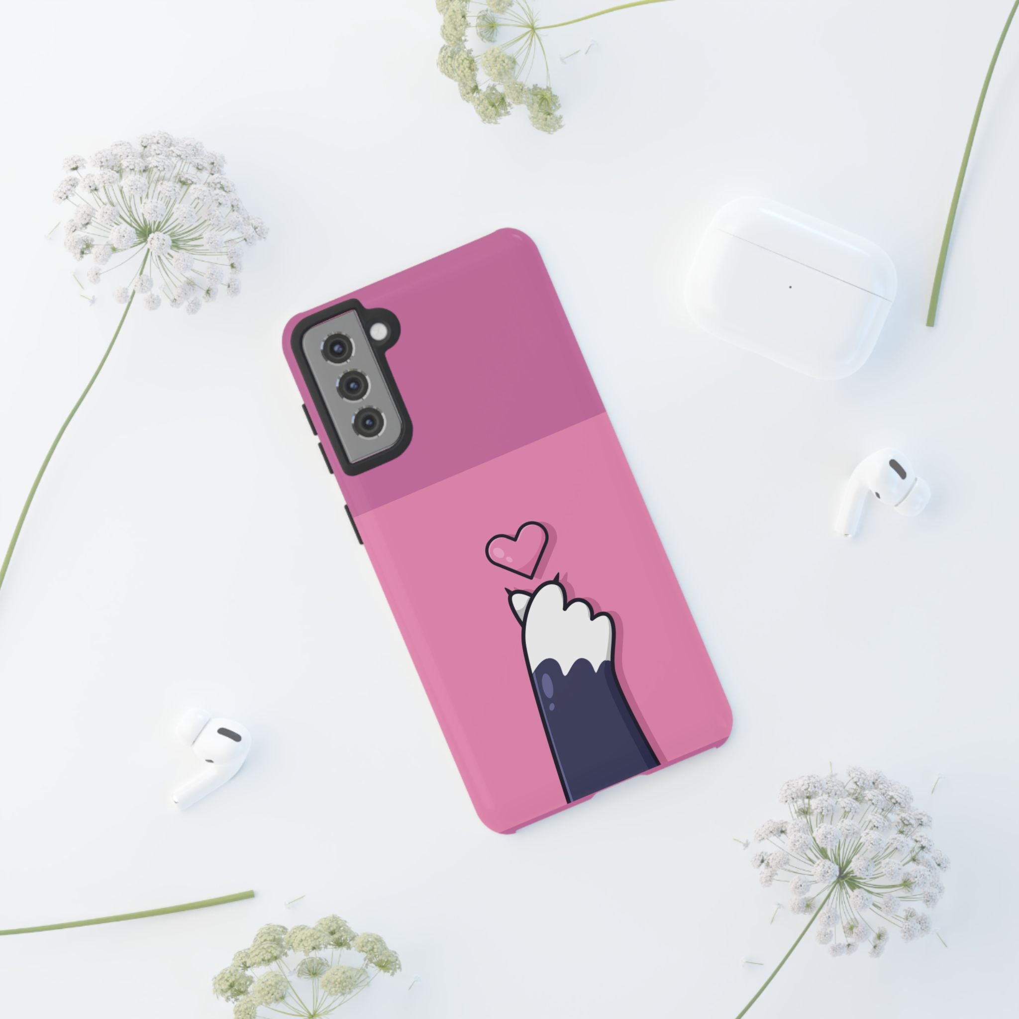 Cute Cat Paw Phone Case, Playful Pet Lover Gift, Animal Print Phone Cover, Heart Design Case, Fun Feminine Case, Kawaii Style