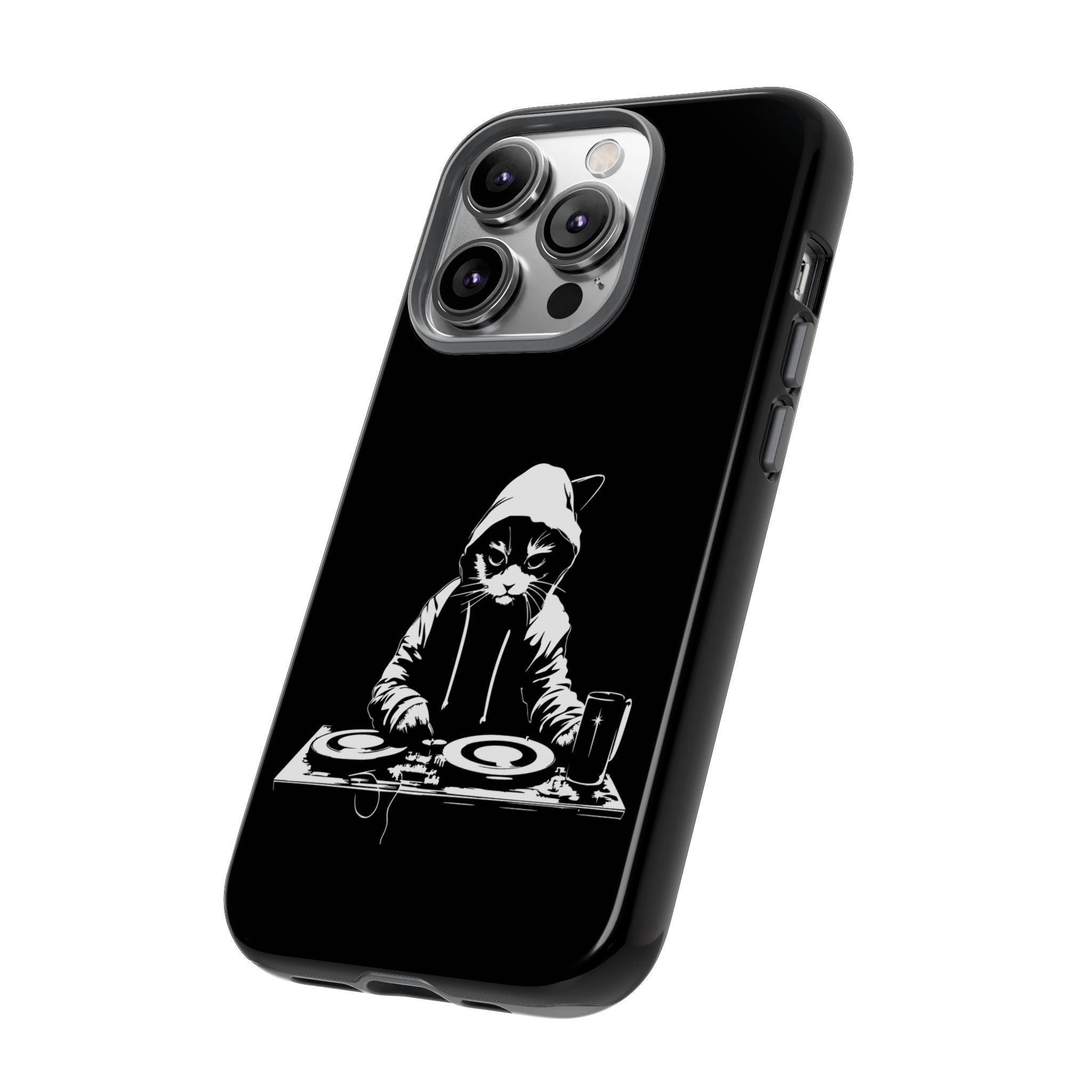 DJ Cat Phone Case, Tough Phone Cover, Pet Lover Gift, Music Enthusiast Accessory, Cute Cat Decor, Unique Case Design