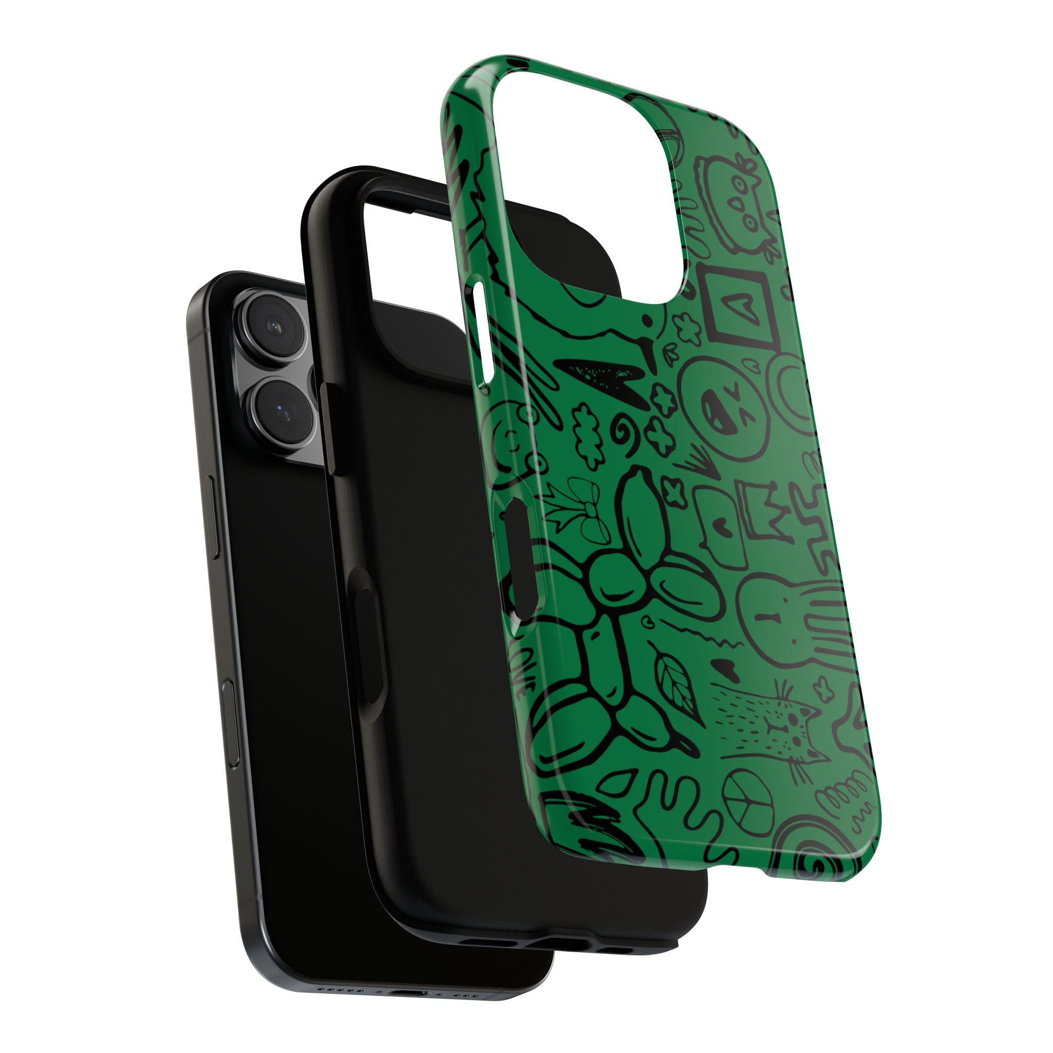 Playful Phone Case, Vibrant Green Tough Case, Quirky Graphic Design, Unique Gift for Kids, Fun Accessories, Christmas, Birthday