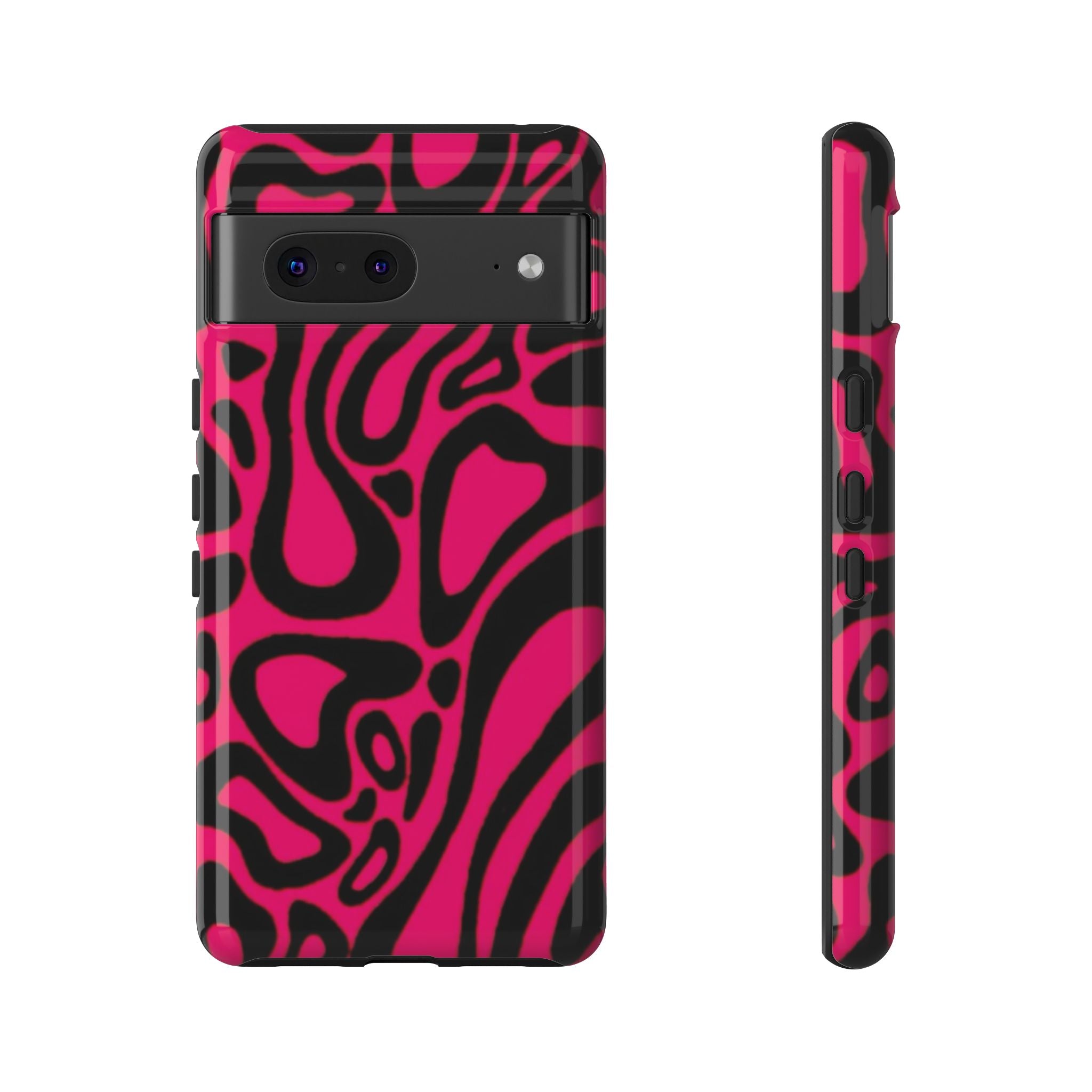Bold Pink Patterned Phone Case, Stylish Tough Case, Trendy Accessory, Gift for Her, Tech Protection