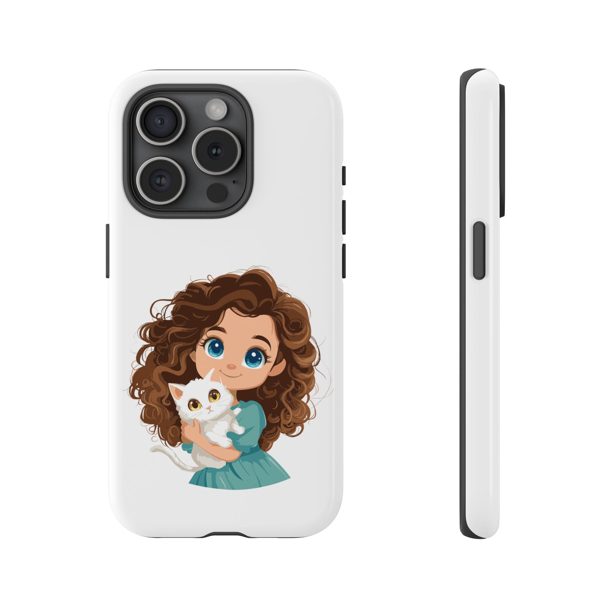 Cute Cat Lover Phone Case, Tough Phone Cover, Pet Lover Gift, Personalized Gift, Kids Phone Case, Animal Lover Accessories