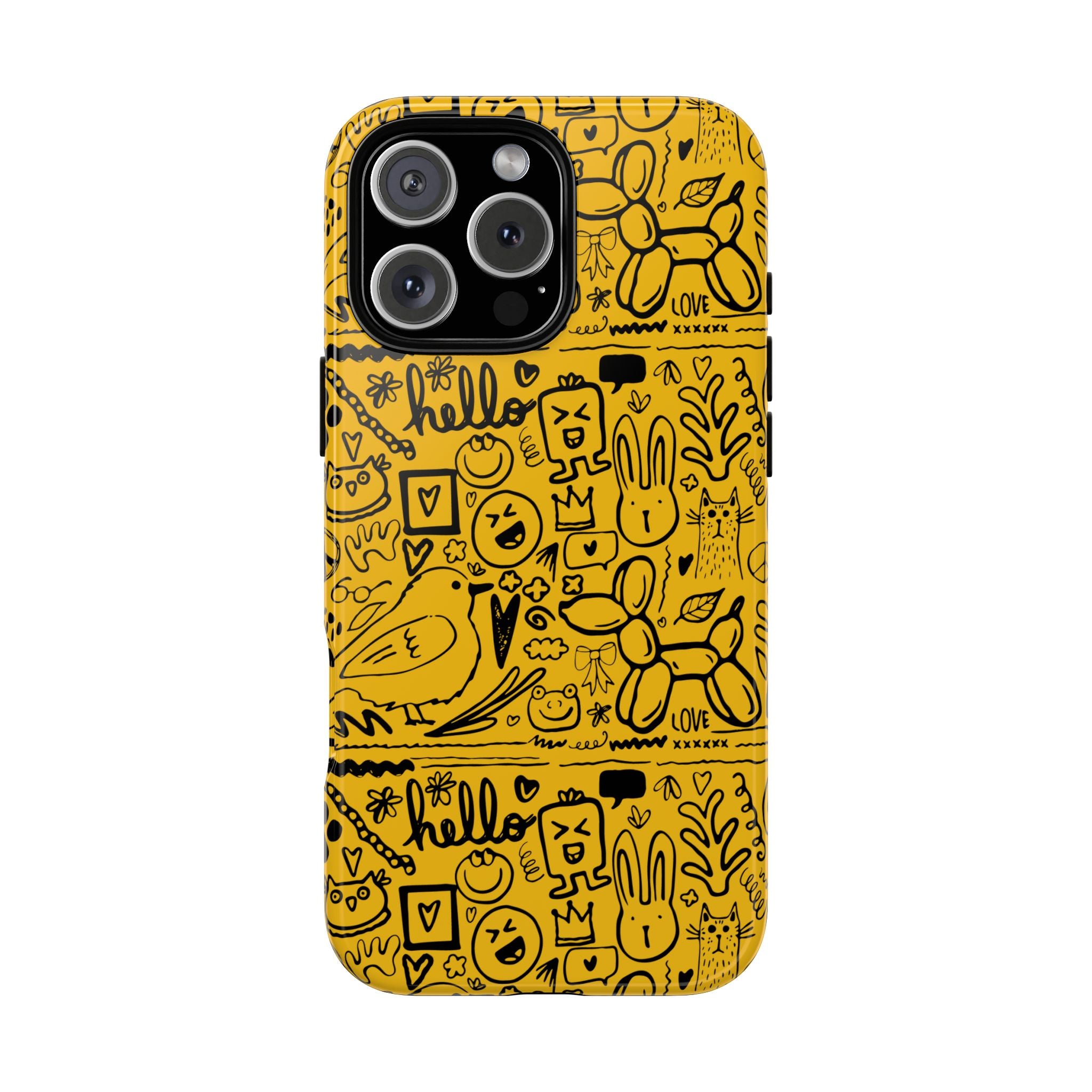 Vibrant Phone Case, Cute Yellow Floral iPhone Cover, Stylish Tough Case, Fun Phone Accessory, Perfect Gift for Teens