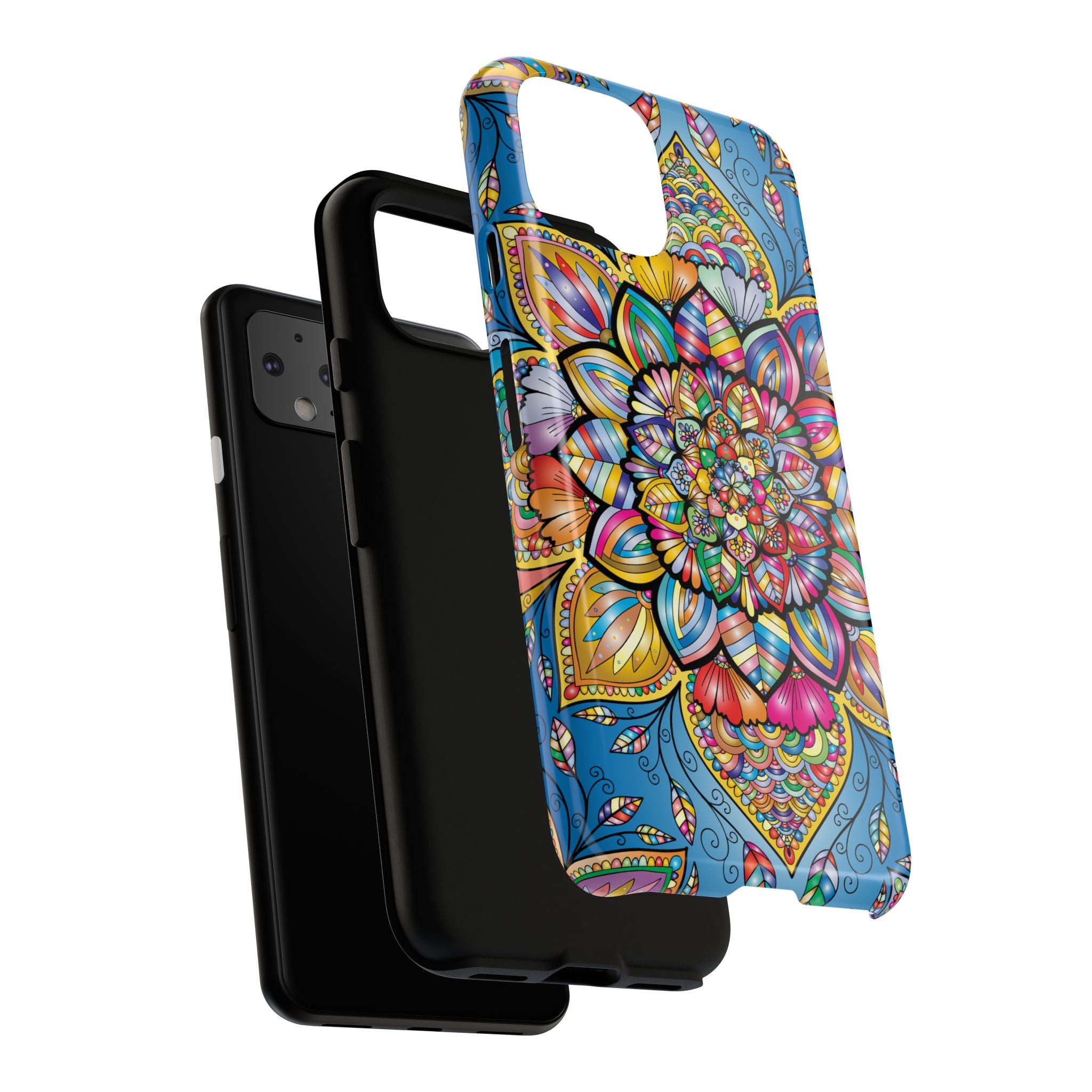 Vibrant Floral Phone Case, Tough Phone Cover, Colorful Mobile Accessory, Artistic Gift, Mandala Design, Everyday Use