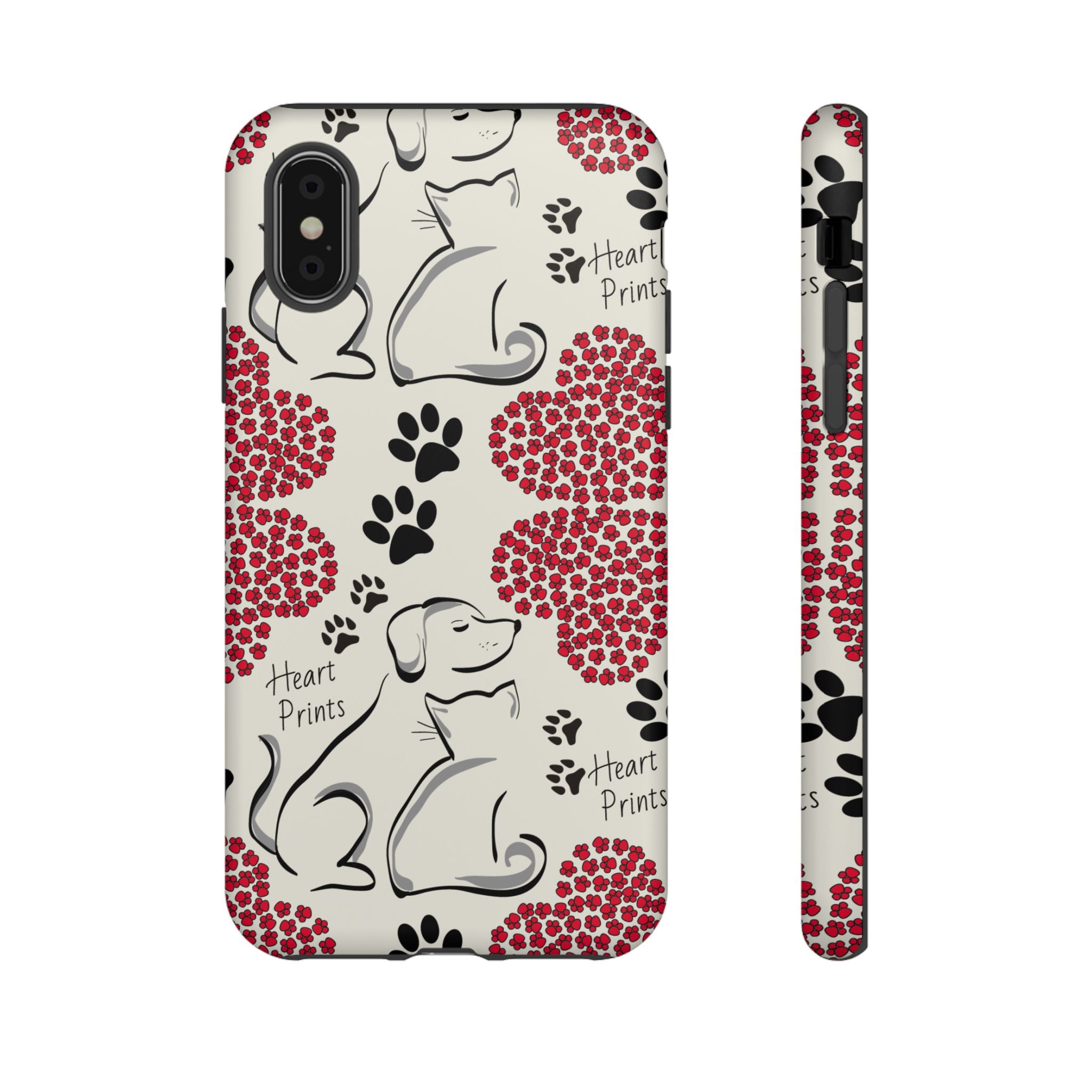 Stylish Phone Case with Heart Prints for Pet Lovers, Dog Lover Gift, Floral Pattern, Customizable Design, Cute Animal Accessories