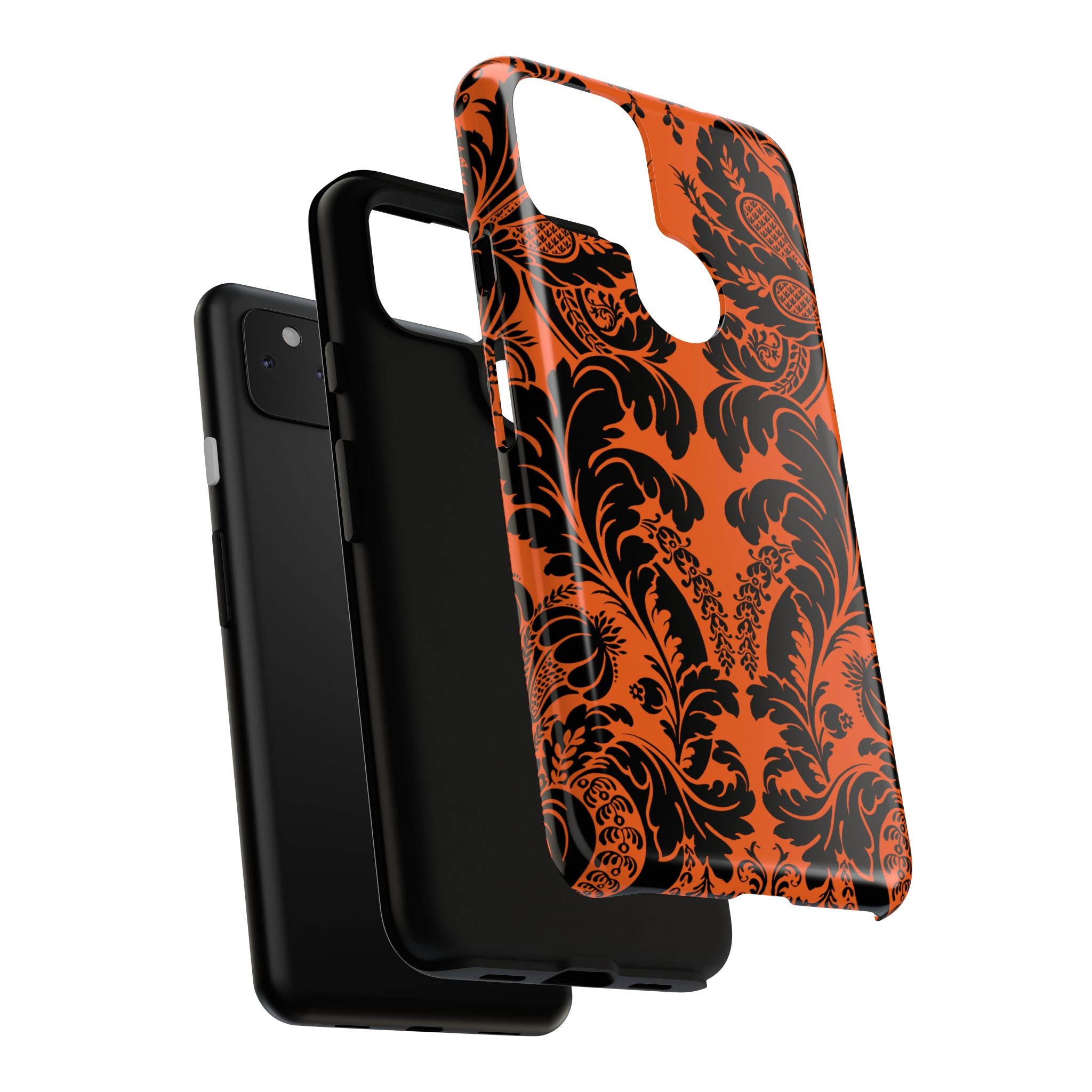 Elegant Phone Case with Orange Floral Design | Tough Cases, Smartphone Cover, Gift for Her, Floral Patterns, Stylish Accessories