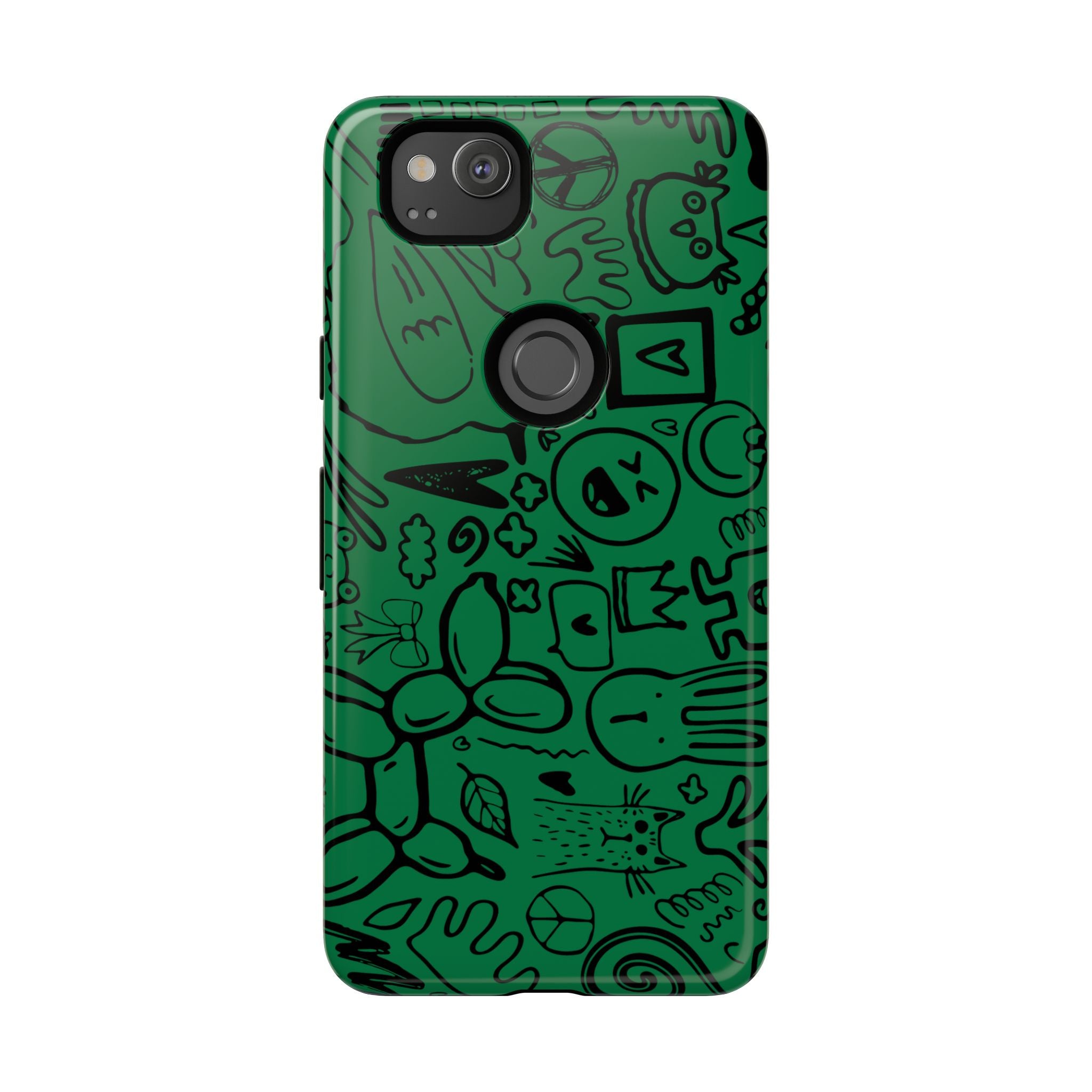 Playful Phone Case, Vibrant Green Tough Case, Quirky Graphic Design, Unique Gift for Kids, Fun Accessories, Christmas, Birthday