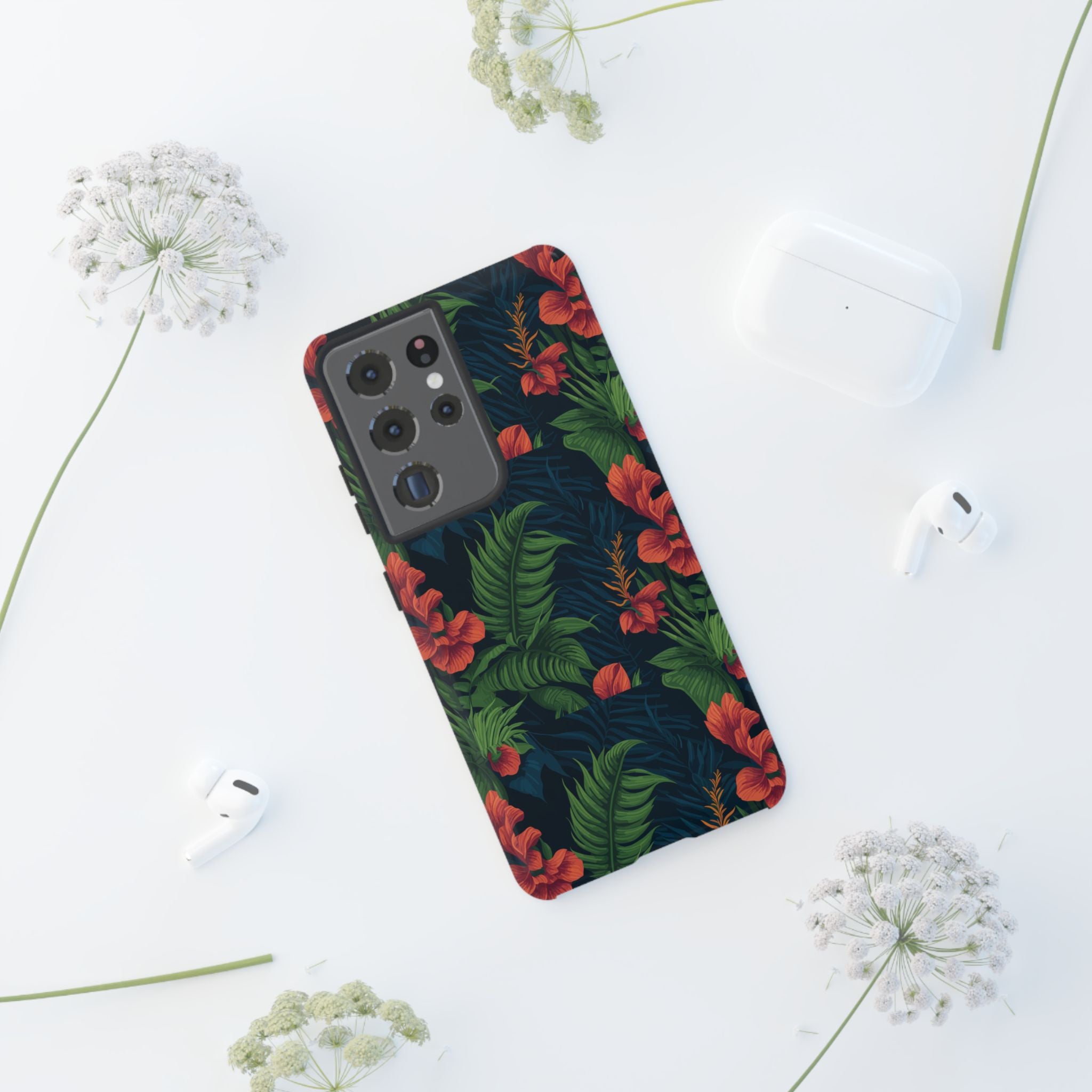 Tropical Phone Case with Floral Design, Eco-Friendly Protection for Summer Vibes, Ideal Gift for Nature Lovers, Vibrant Background