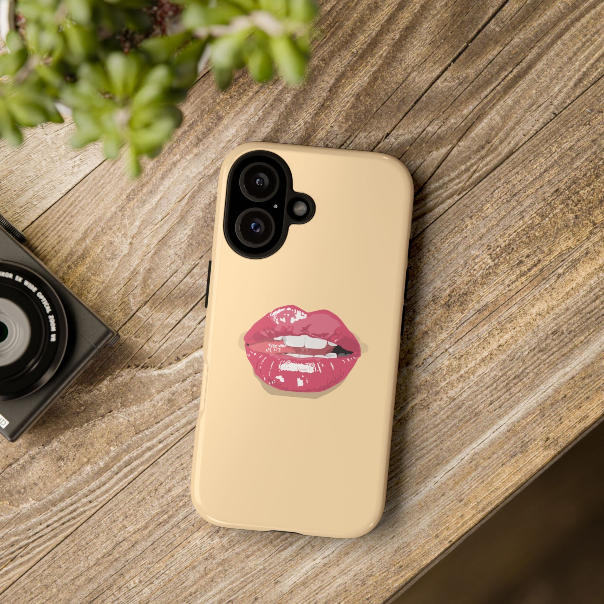 Stylish Phone Case with Lip Print, Trendy Mobile Cover, Fashion Accessory, Gift for Her, Cute Cell Phone Case