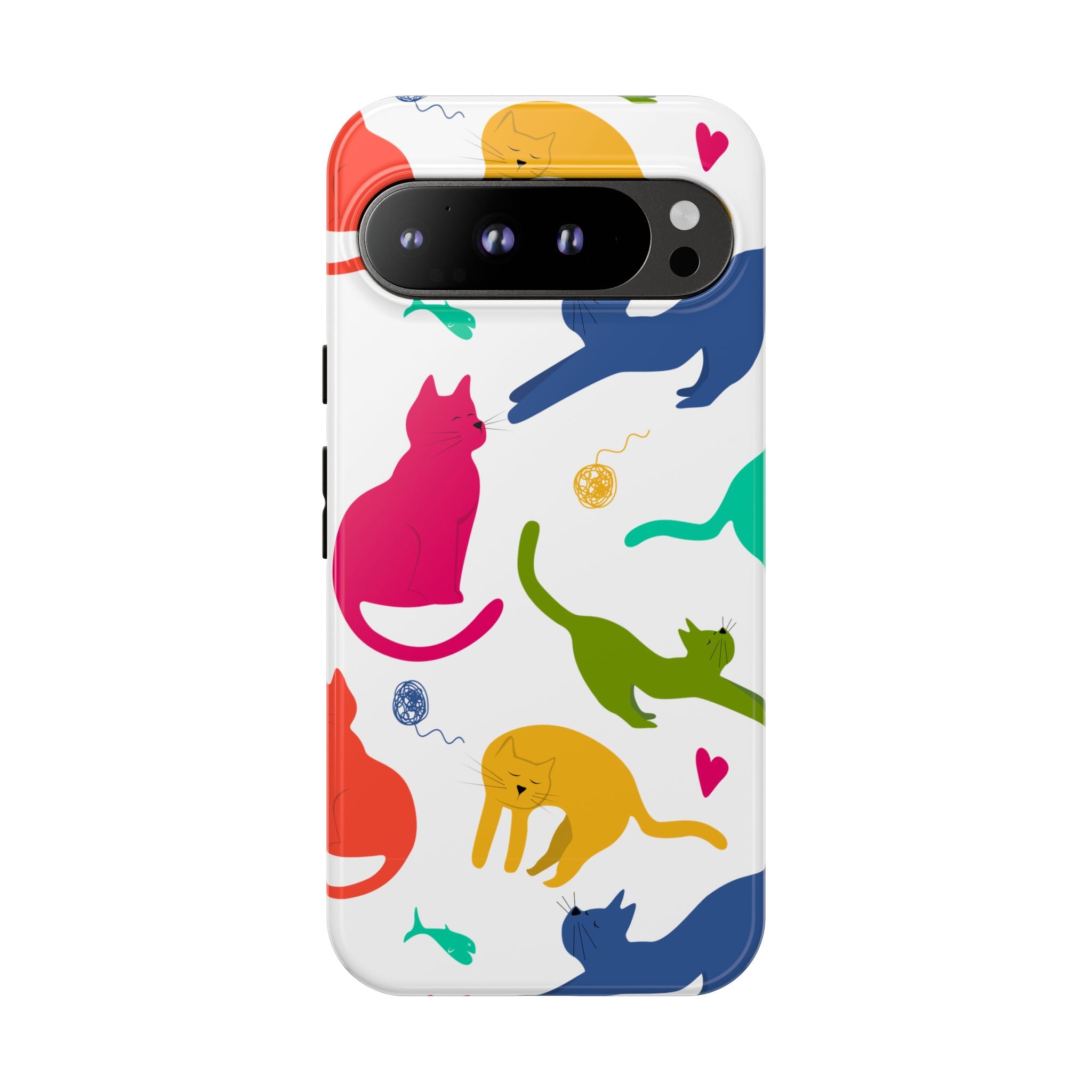 Colorful Cat Phone Case, Fun Pet Lover Gift, Tough Phone Cover, Cute Cat Accessories, Animal Theme Decor