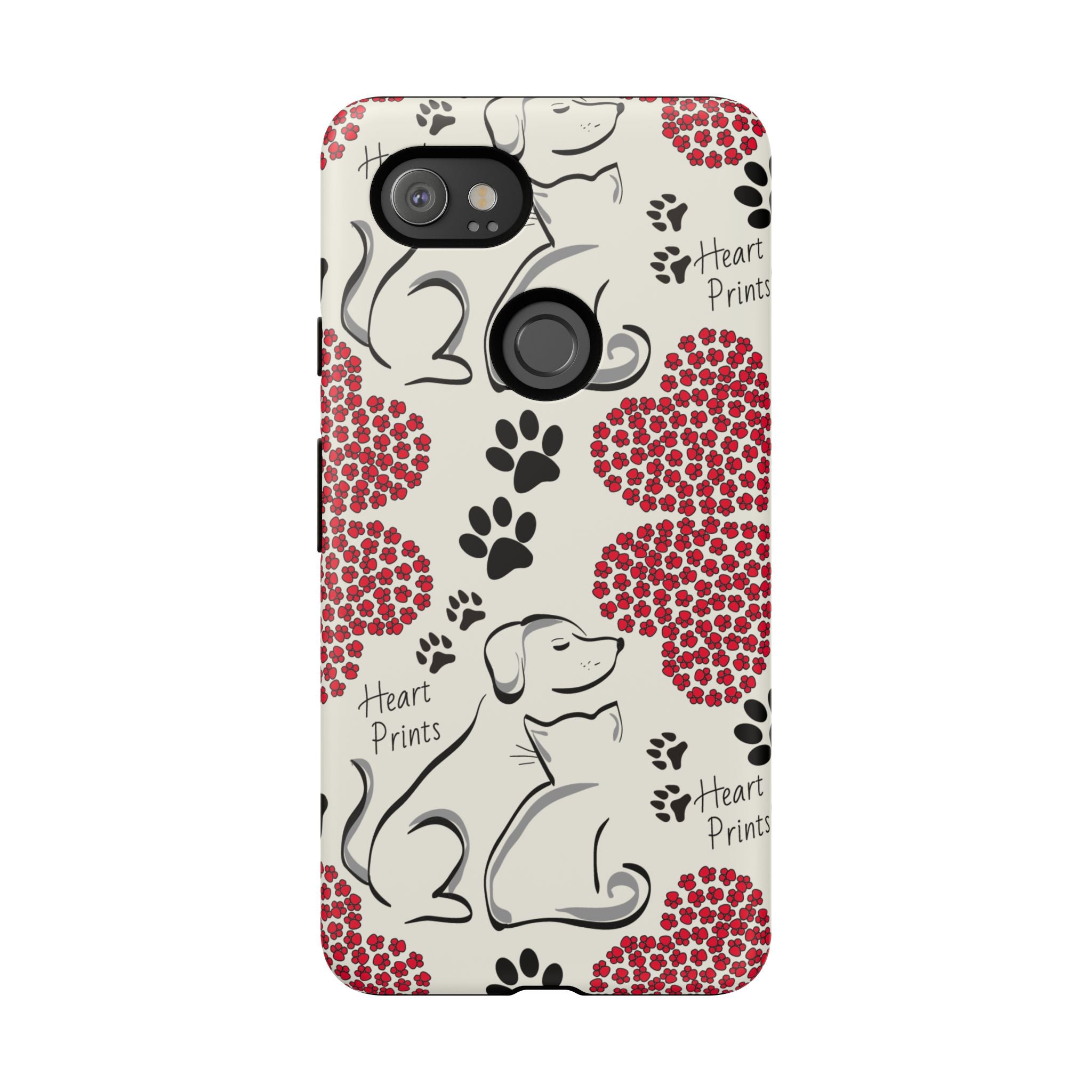 Stylish Phone Case with Heart Prints for Pet Lovers, Dog Lover Gift, Floral Pattern, Customizable Design, Cute Animal Accessories