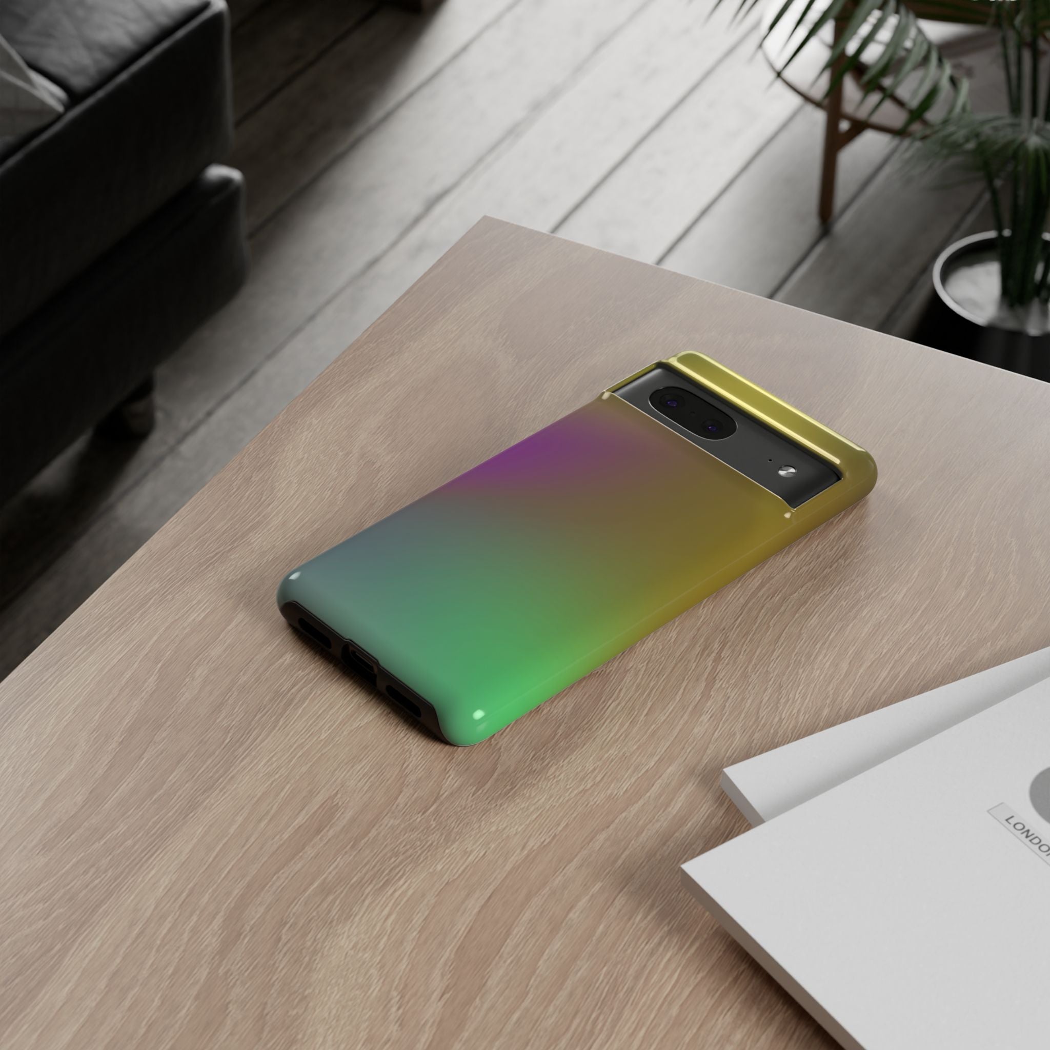 Vibrant Phone Case, Tough Cases, Colorful Phone Cover, Durable Mobile Case, Yellow Green Gradient Design