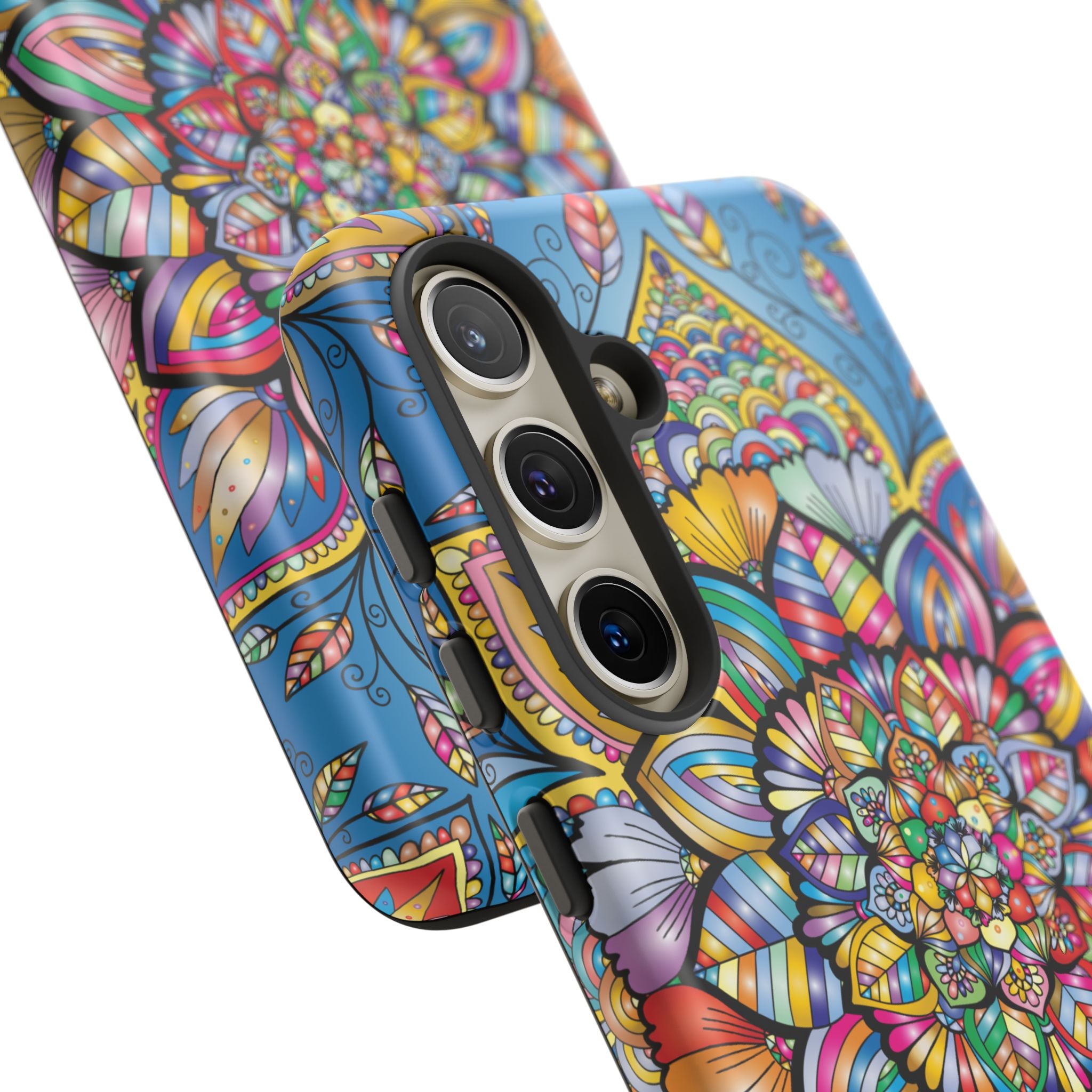 Vibrant Floral Phone Case, Tough Phone Cover, Colorful Mobile Accessory, Artistic Gift, Mandala Design, Everyday Use