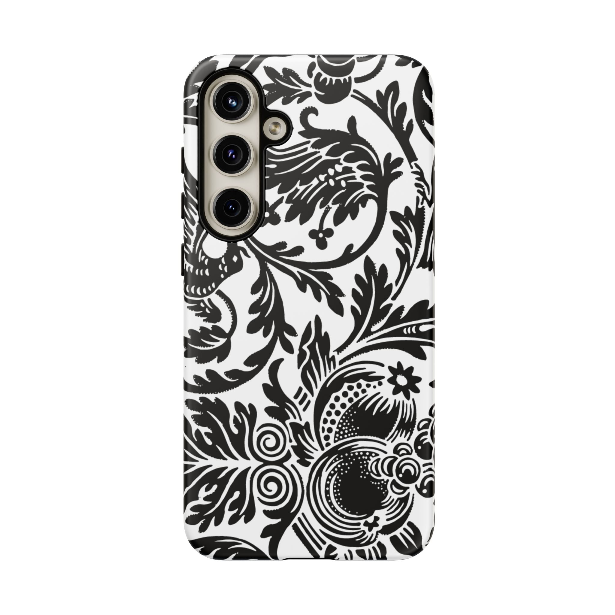 Elegant Black Floral Phone Case, Tough Cases, Stylish Phone Protection, Gift for Her, Floral Design, Trendy Accessories