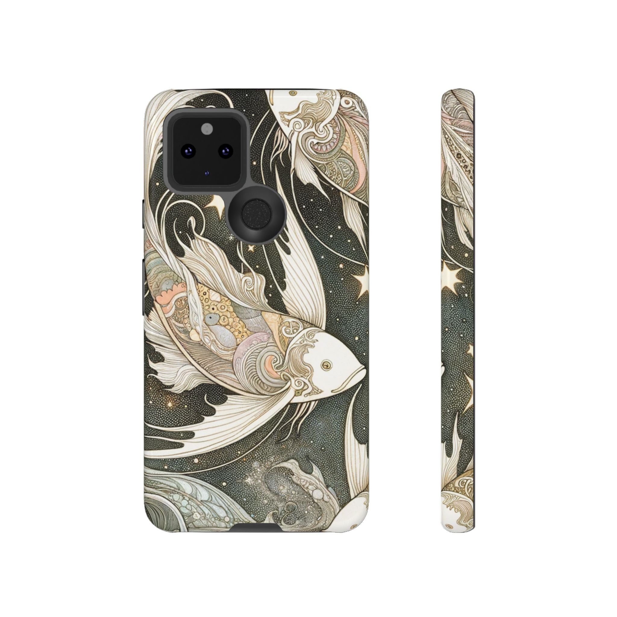 Artistic Phone Case, Cosmic Fish Design, Phone Accessory, Unique Gift, Zodiac Decor, Starry Night Vibes