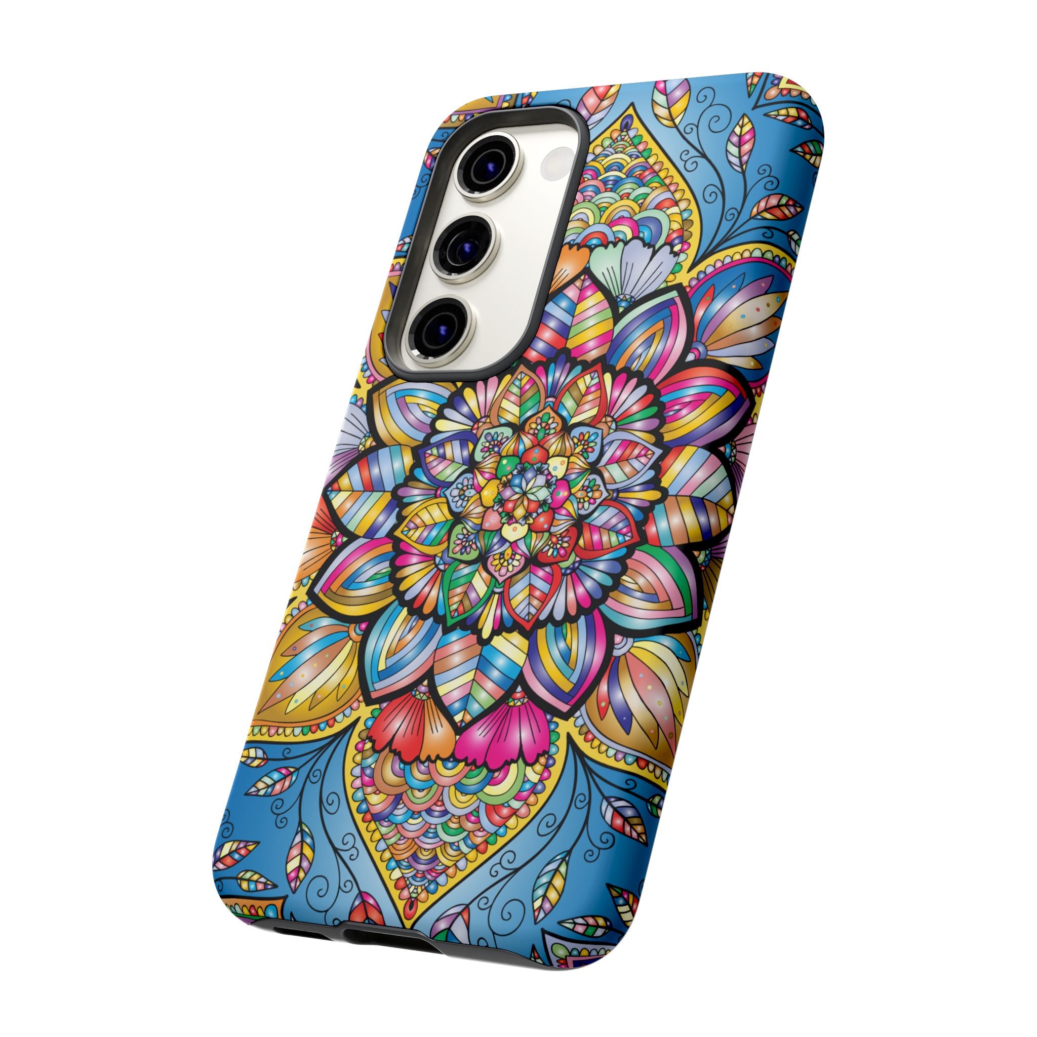 Vibrant Floral Phone Case, Tough Phone Cover, Colorful Mobile Accessory, Artistic Gift, Mandala Design, Everyday Use