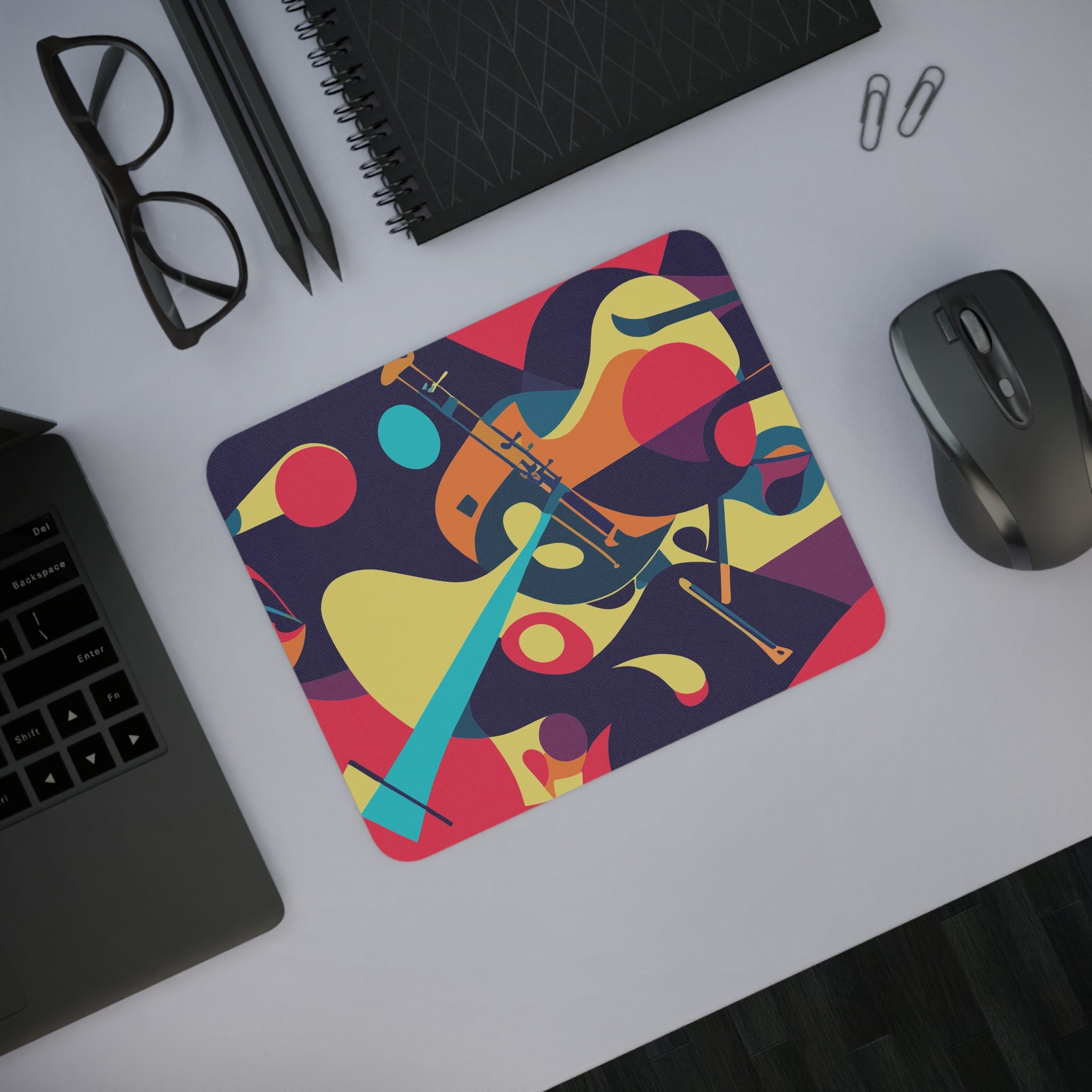 Colorful Abstract Music Desk Mouse Pad, Vibrant Office Accessory, Unique Gift for Musicians, Art Enthusiasts, Home Office Decor