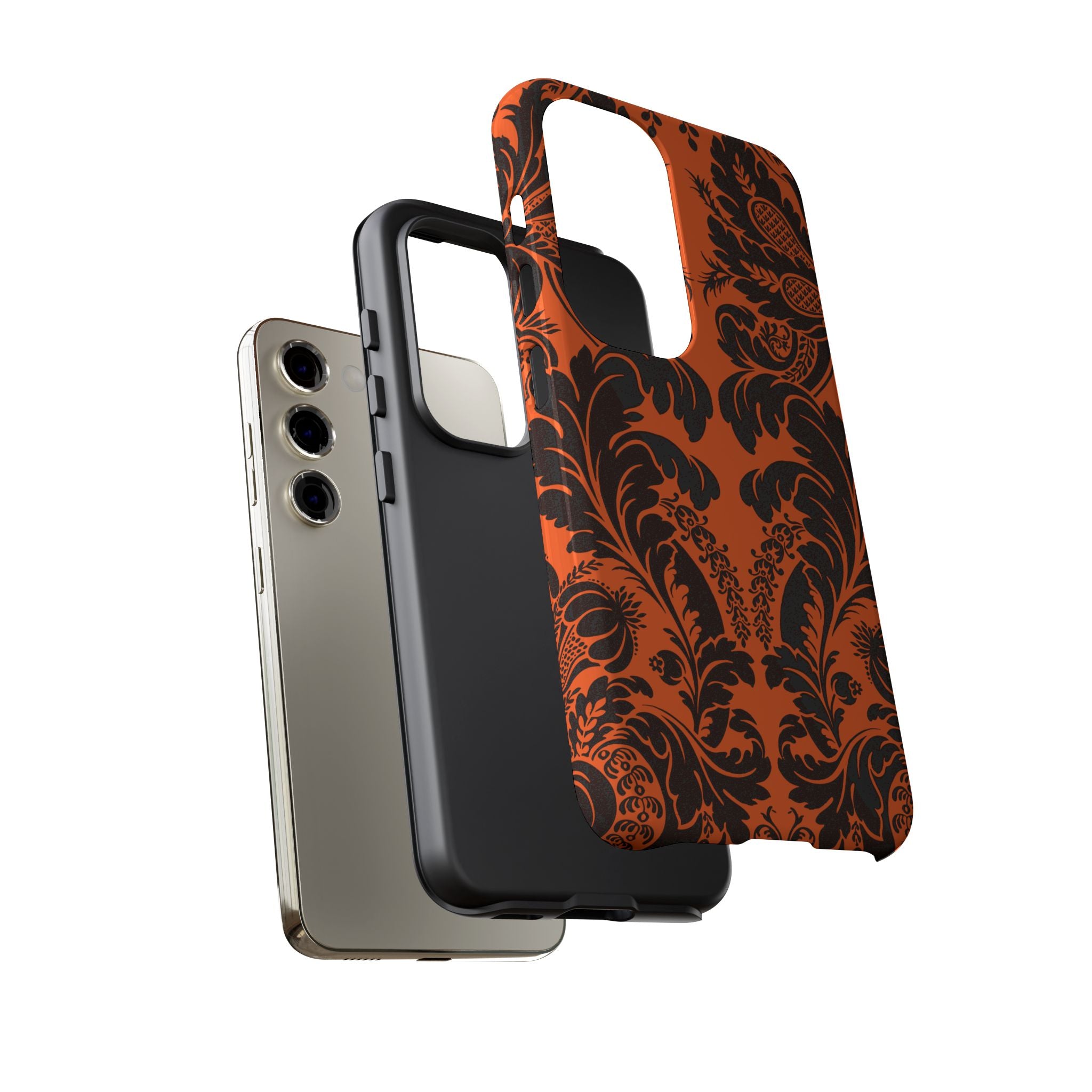 Elegant Phone Case with Orange Floral Design | Tough Cases, Smartphone Cover, Gift for Her, Floral Patterns, Stylish Accessories