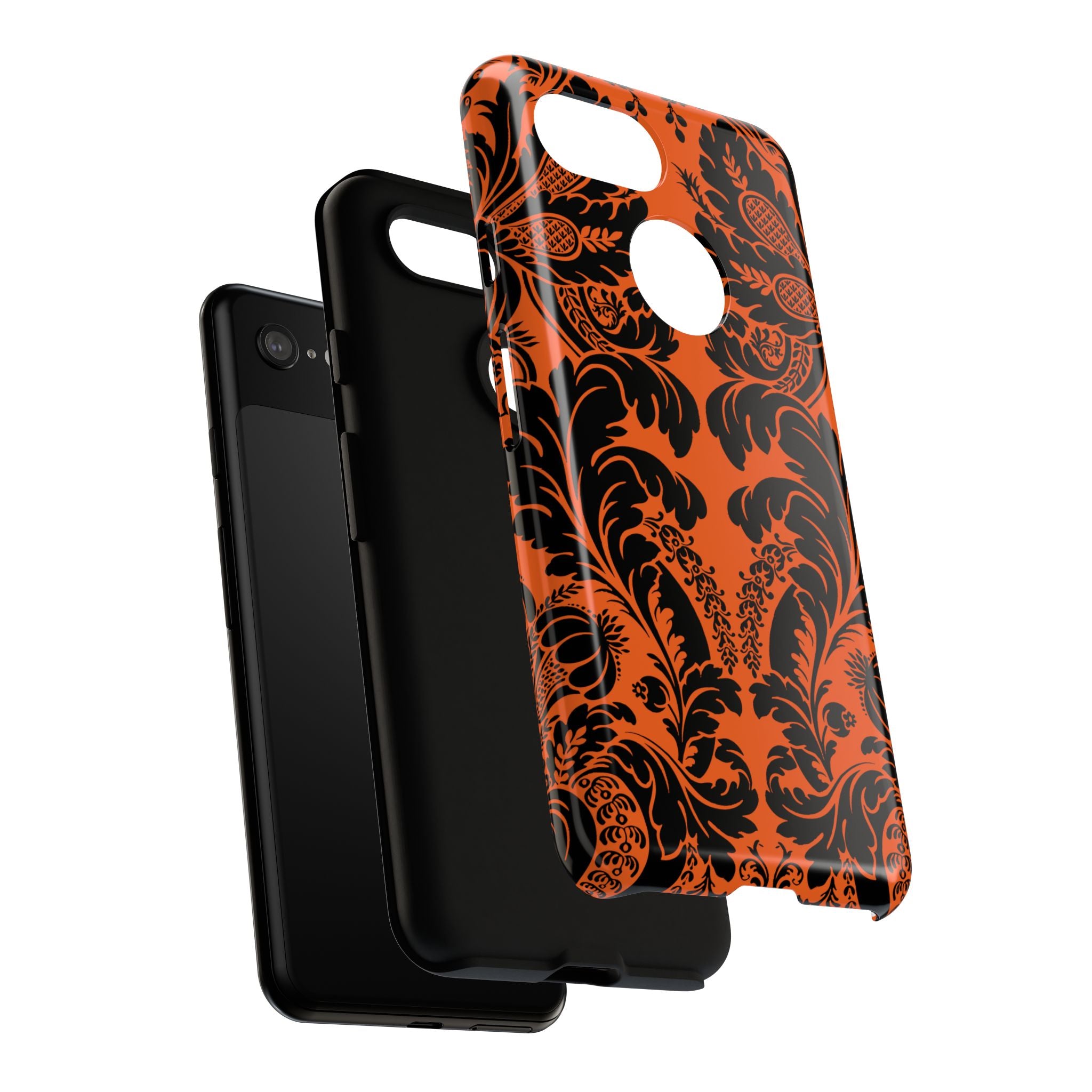 Elegant Phone Case with Orange Floral Design | Tough Cases, Smartphone Cover, Gift for Her, Floral Patterns, Stylish Accessories