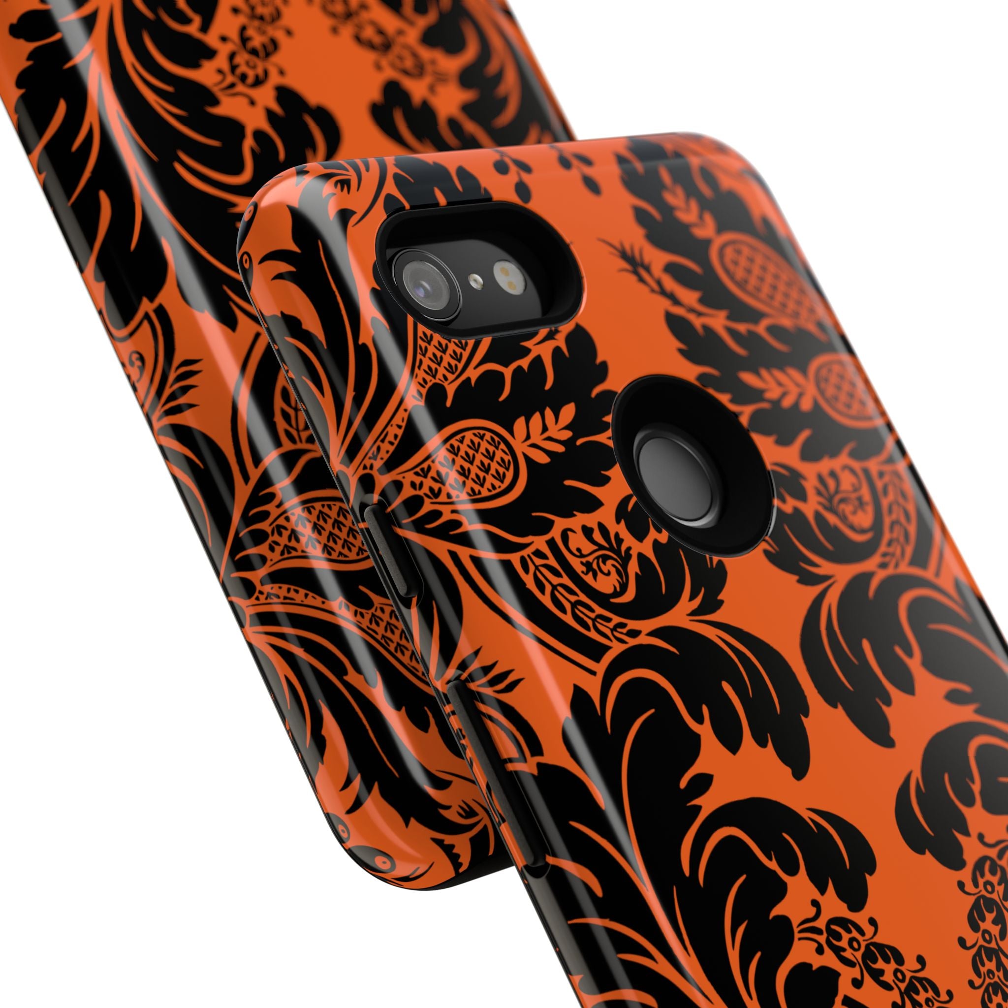 Elegant Phone Case with Orange Floral Design | Tough Cases, Smartphone Cover, Gift for Her, Floral Patterns, Stylish Accessories