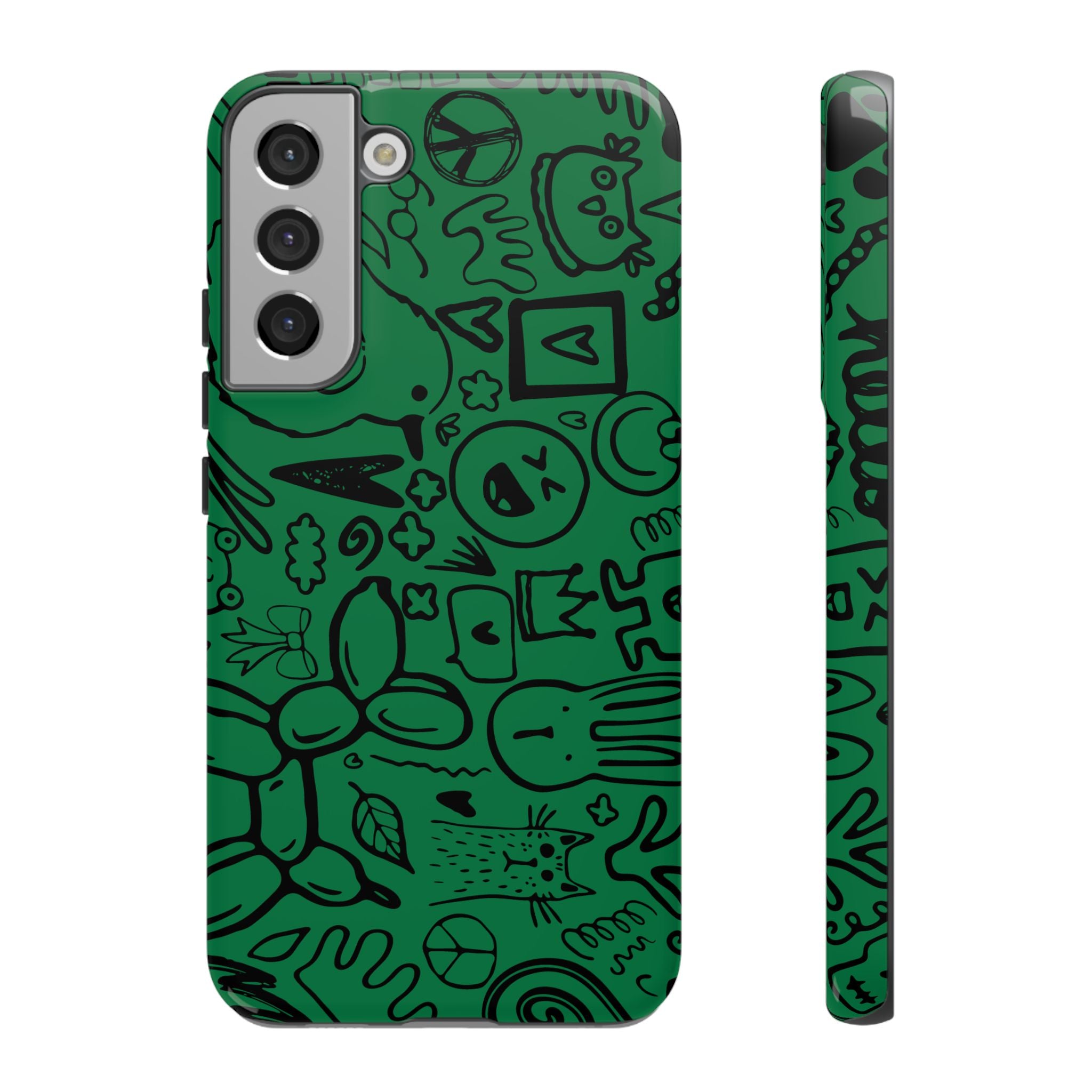 Playful Phone Case, Vibrant Green Tough Case, Quirky Graphic Design, Unique Gift for Kids, Fun Accessories, Christmas, Birthday