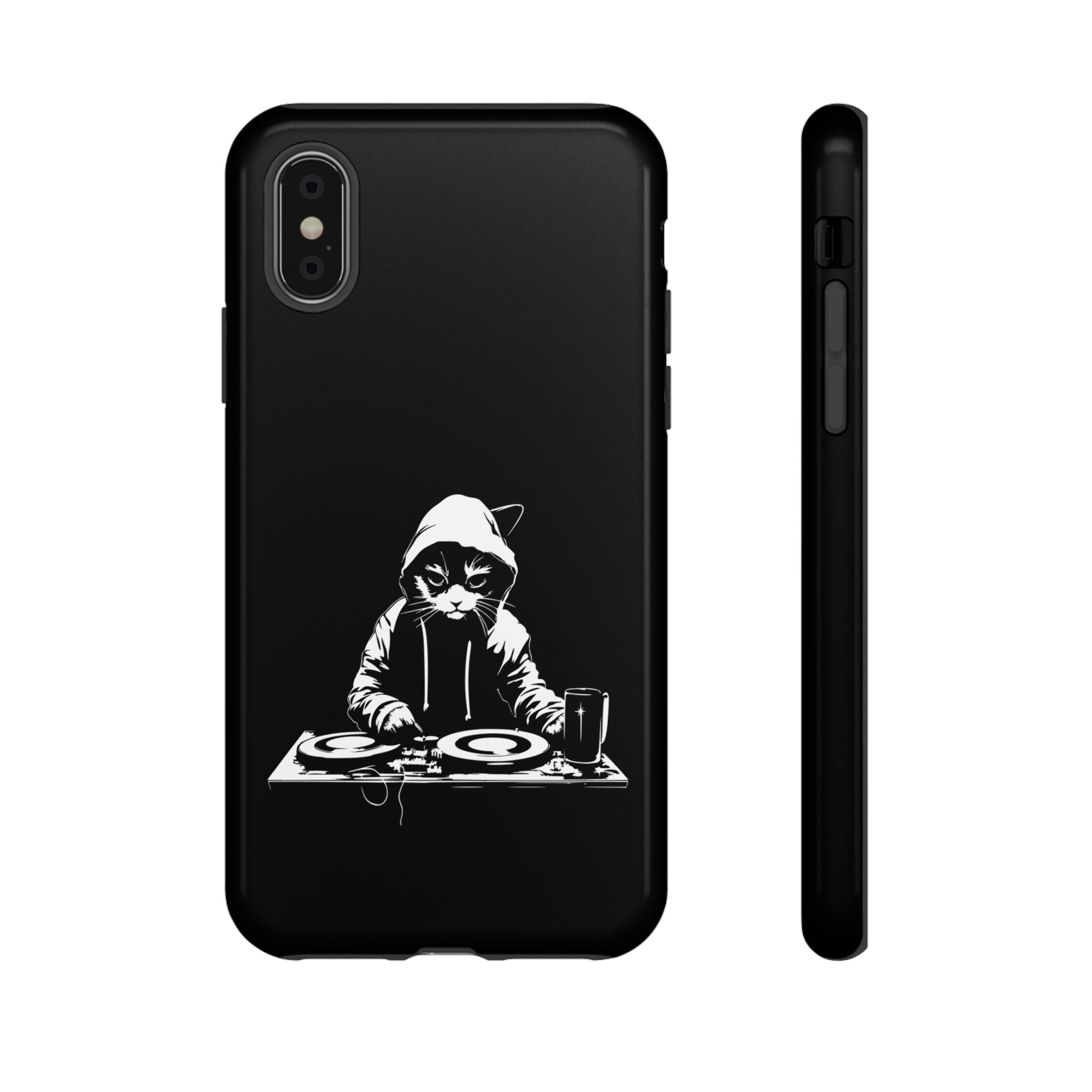DJ Cat Phone Case, Tough Phone Cover, Pet Lover Gift, Music Enthusiast Accessory, Cute Cat Decor, Unique Case Design