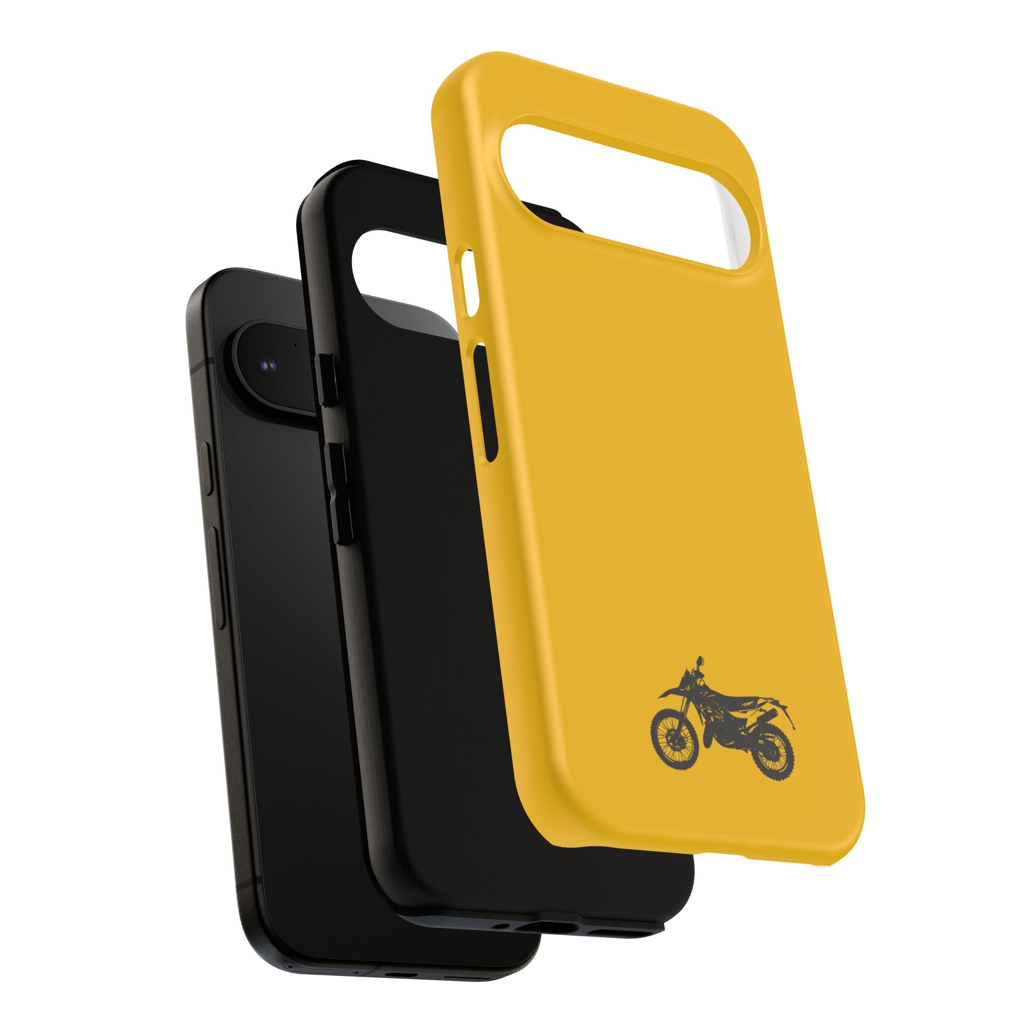 Motorcycle Phone Case, Tough Phone Cover, Gift for Bikers, Durable Tech Accessory, Yellow Motorcycle Design