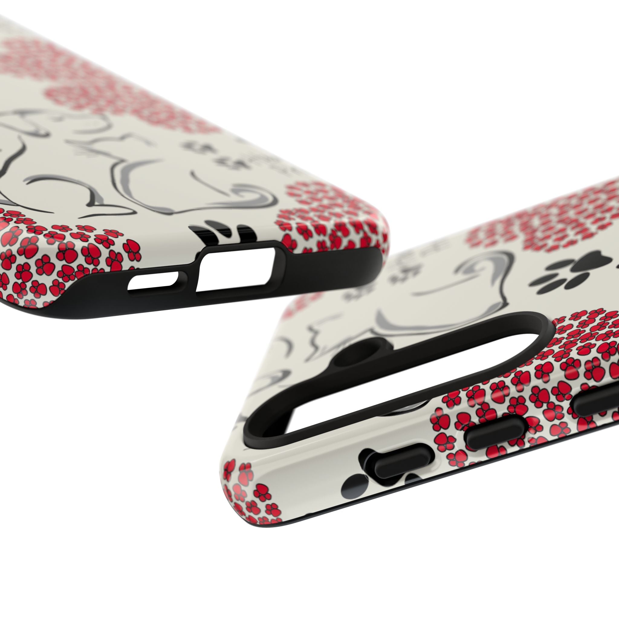 Stylish Phone Case with Heart Prints for Pet Lovers, Dog Lover Gift, Floral Pattern, Customizable Design, Cute Animal Accessories