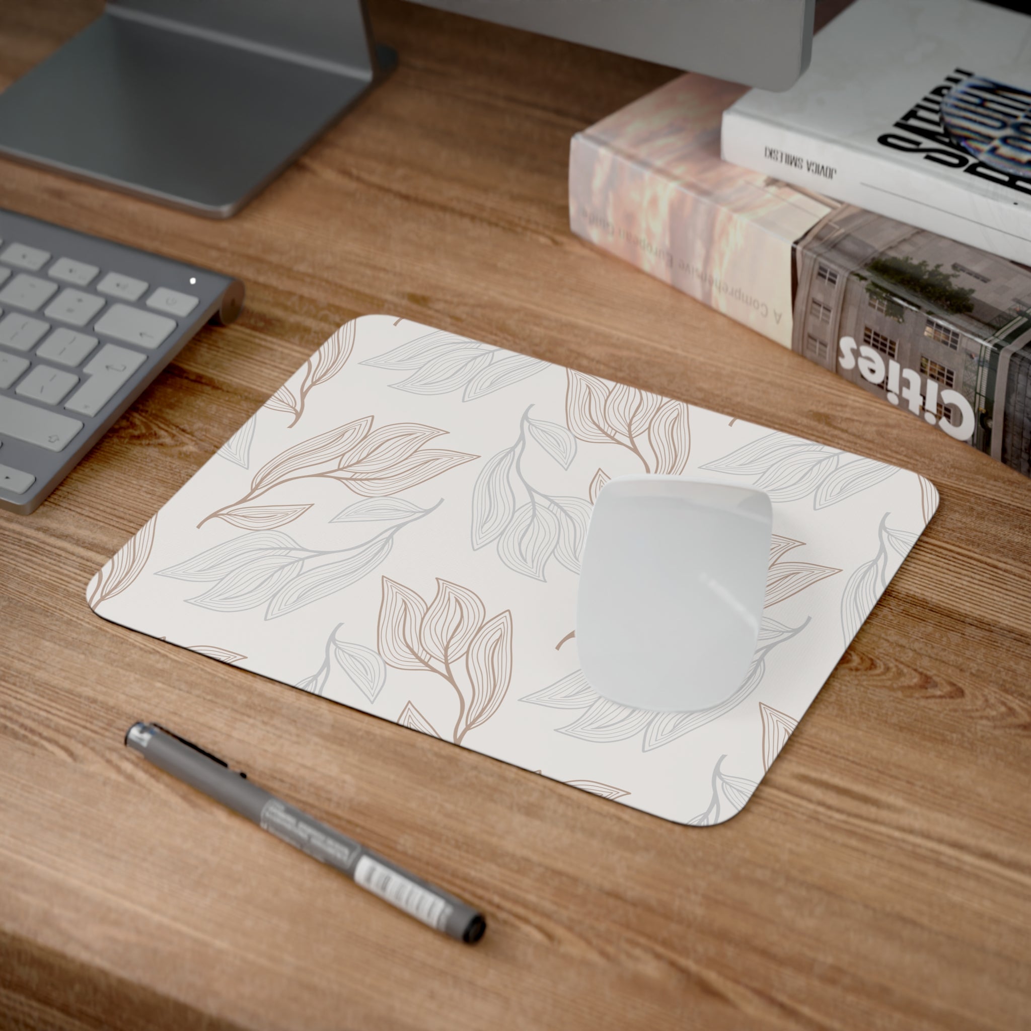 Elegant Floral Desk Mouse Pad, Home Office Decor, Office Gift, Plant Lover Gift, Computer Accessory, Nature-Inspired