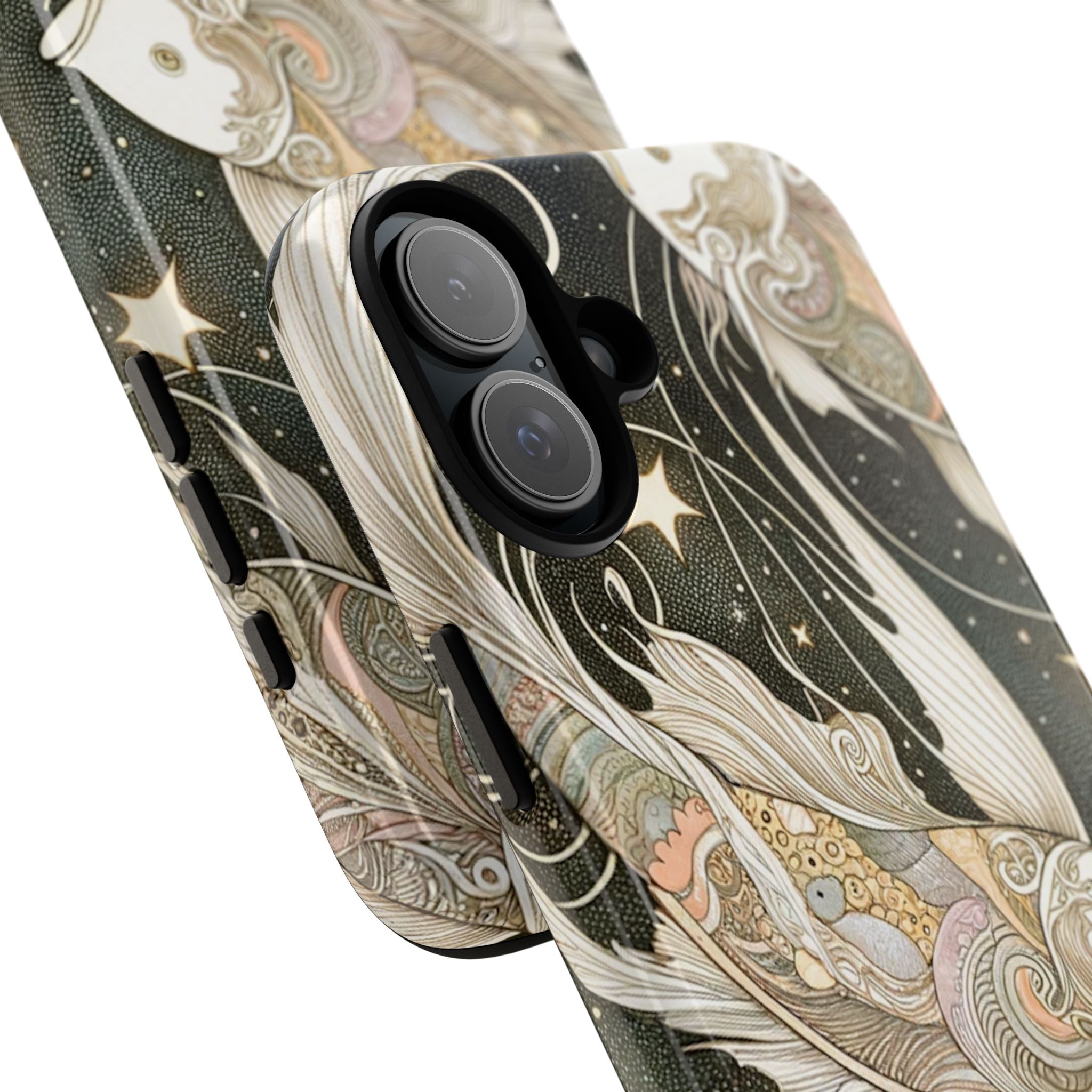 Artistic Phone Case, Cosmic Fish Design, Phone Accessory, Unique Gift, Zodiac Decor, Starry Night Vibes