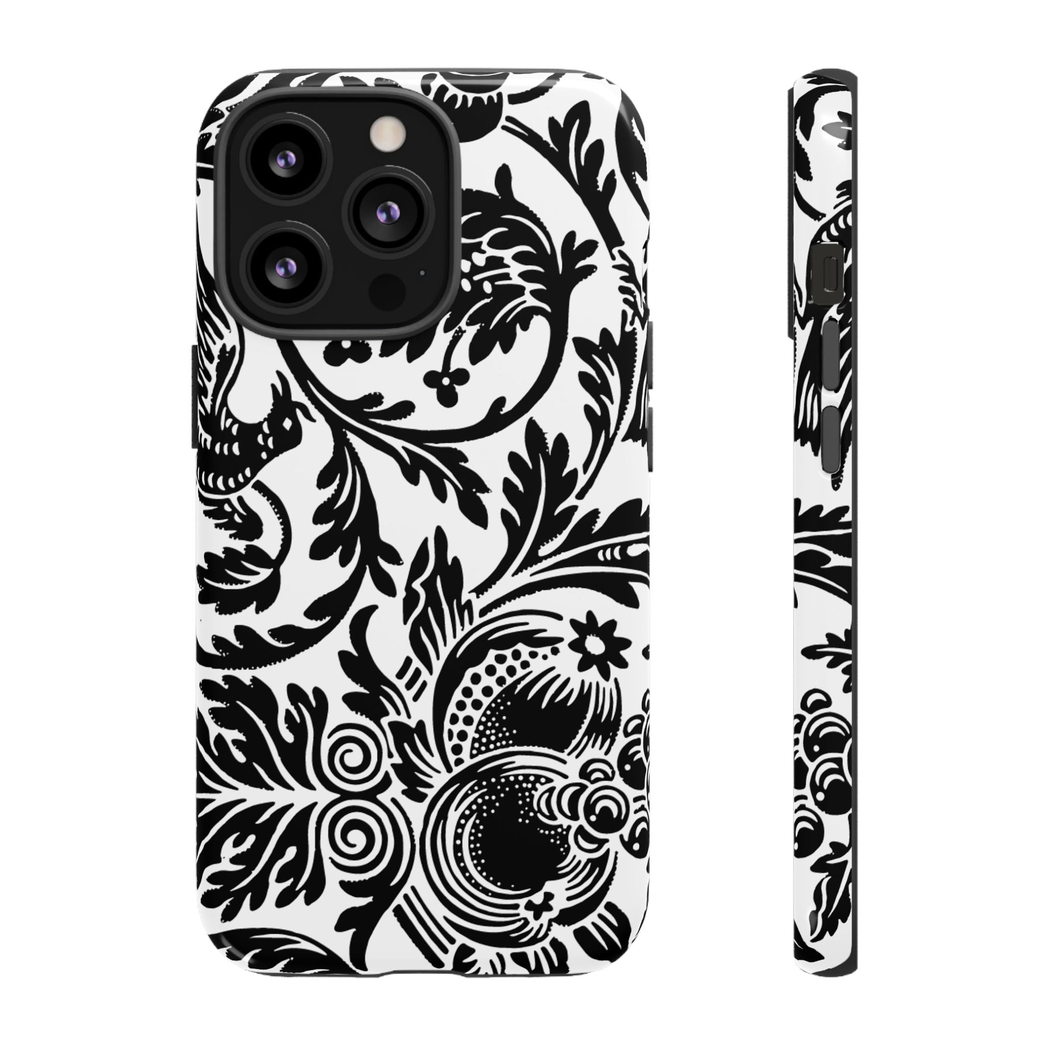 Elegant Black Floral Phone Case, Tough Cases, Stylish Phone Protection, Gift for Her, Floral Design, Trendy Accessories
