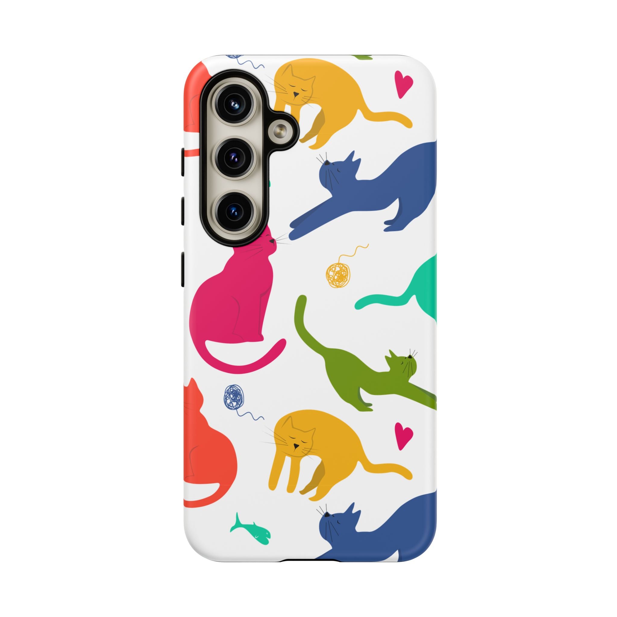 Colorful Cat Phone Case, Fun Pet Lover Gift, Tough Phone Cover, Cute Cat Accessories, Animal Theme Decor
