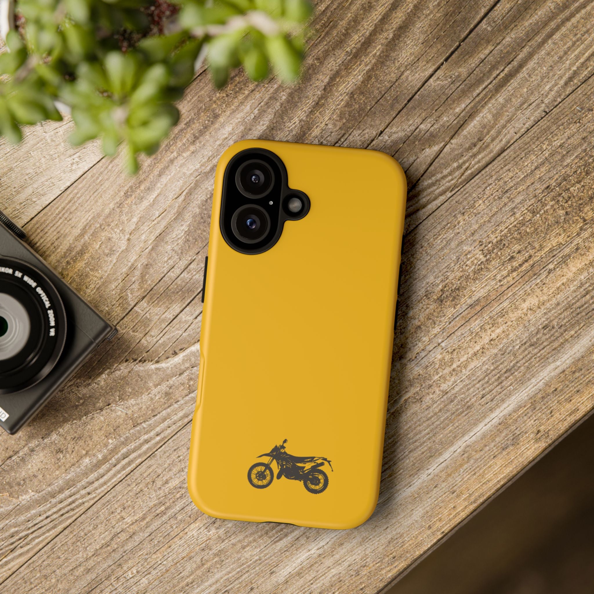 Motorcycle Phone Case, Tough Phone Cover, Gift for Bikers, Durable Tech Accessory, Yellow Motorcycle Design
