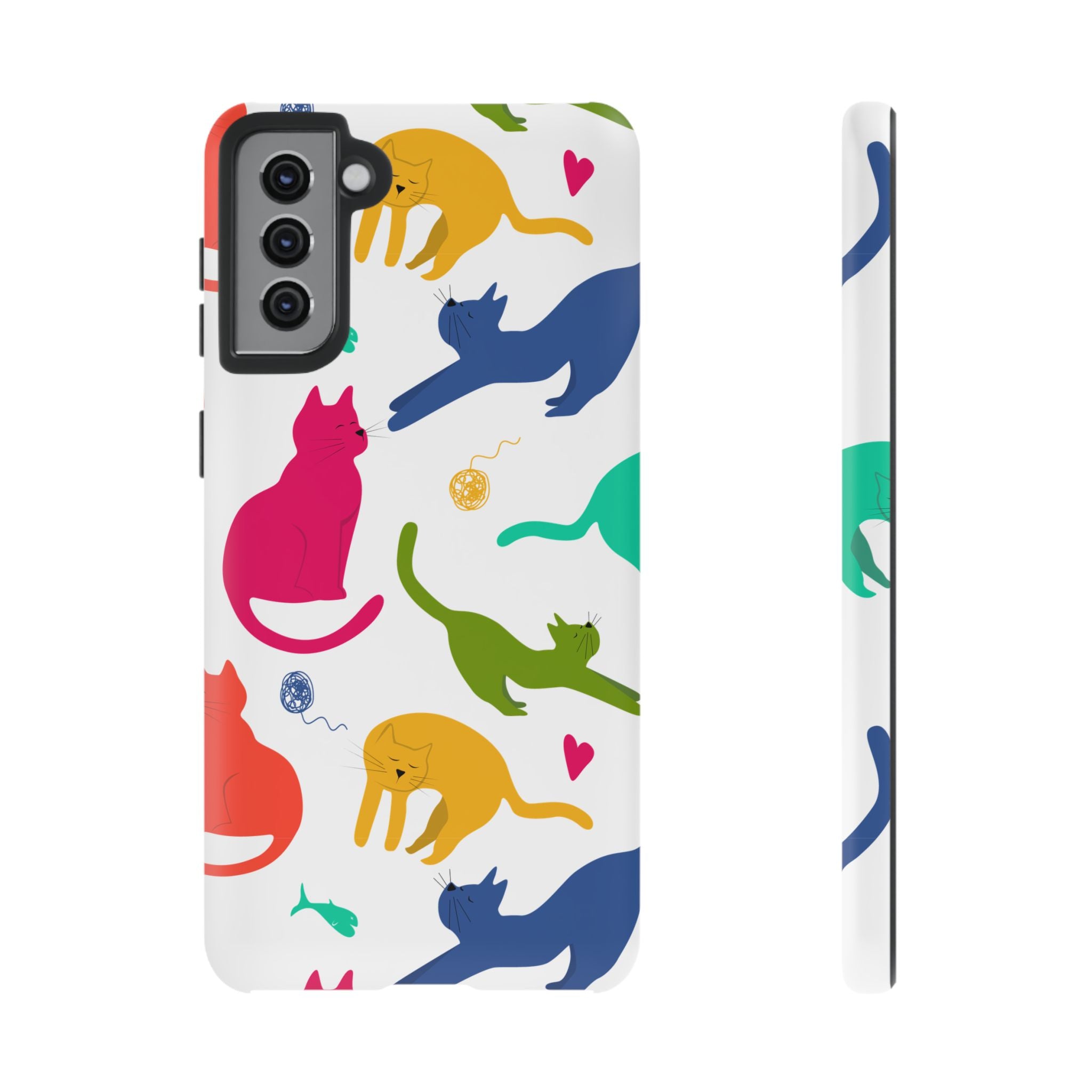 Colorful Cat Phone Case, Fun Pet Lover Gift, Tough Phone Cover, Cute Cat Accessories, Animal Theme Decor