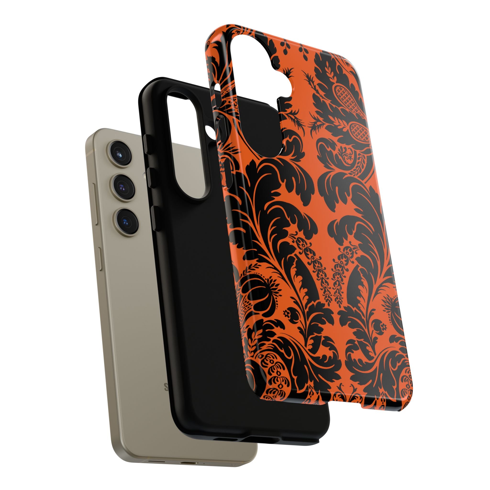 Elegant Phone Case with Orange Floral Design | Tough Cases, Smartphone Cover, Gift for Her, Floral Patterns, Stylish Accessories