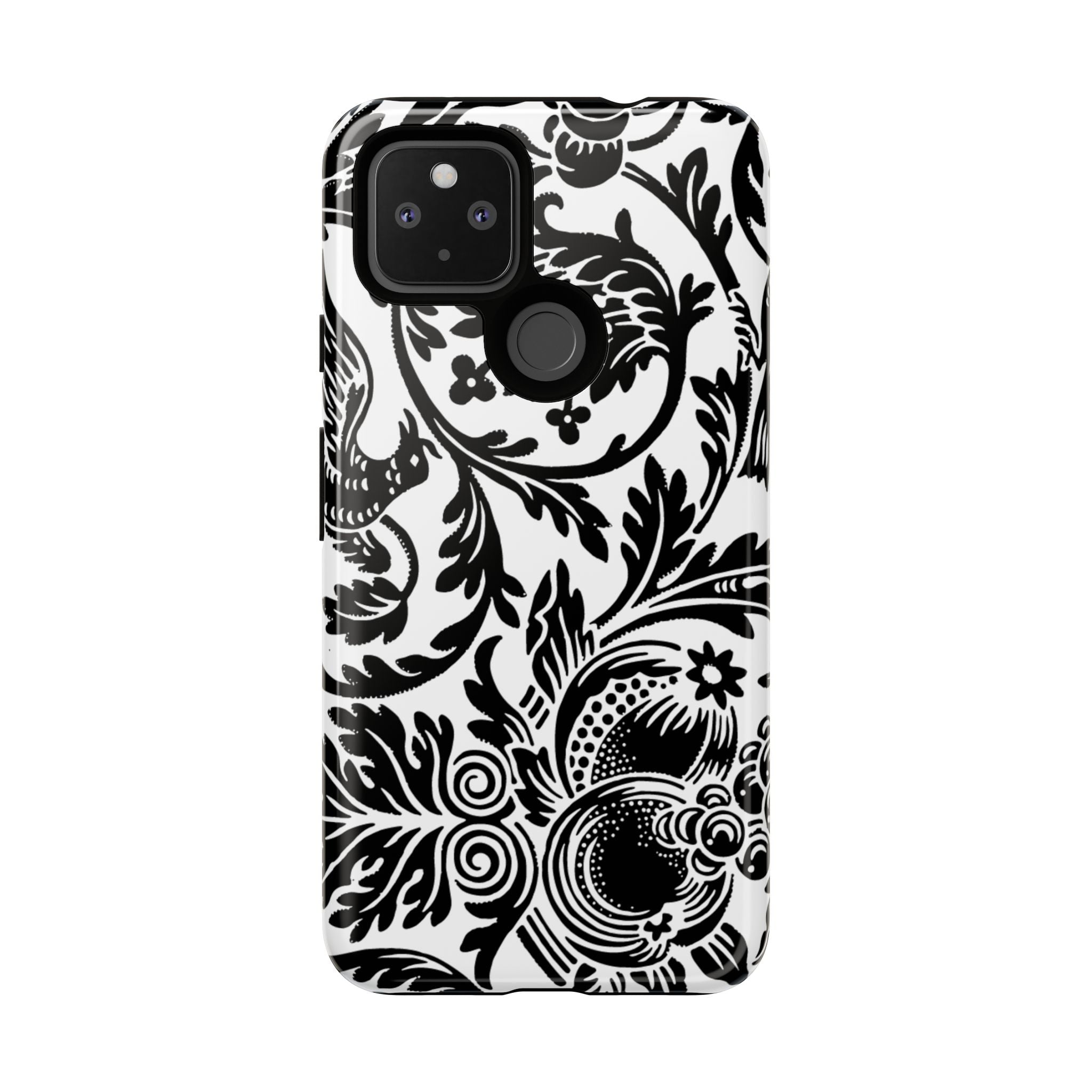 Elegant Black Floral Phone Case, Tough Cases, Stylish Phone Protection, Gift for Her, Floral Design, Trendy Accessories
