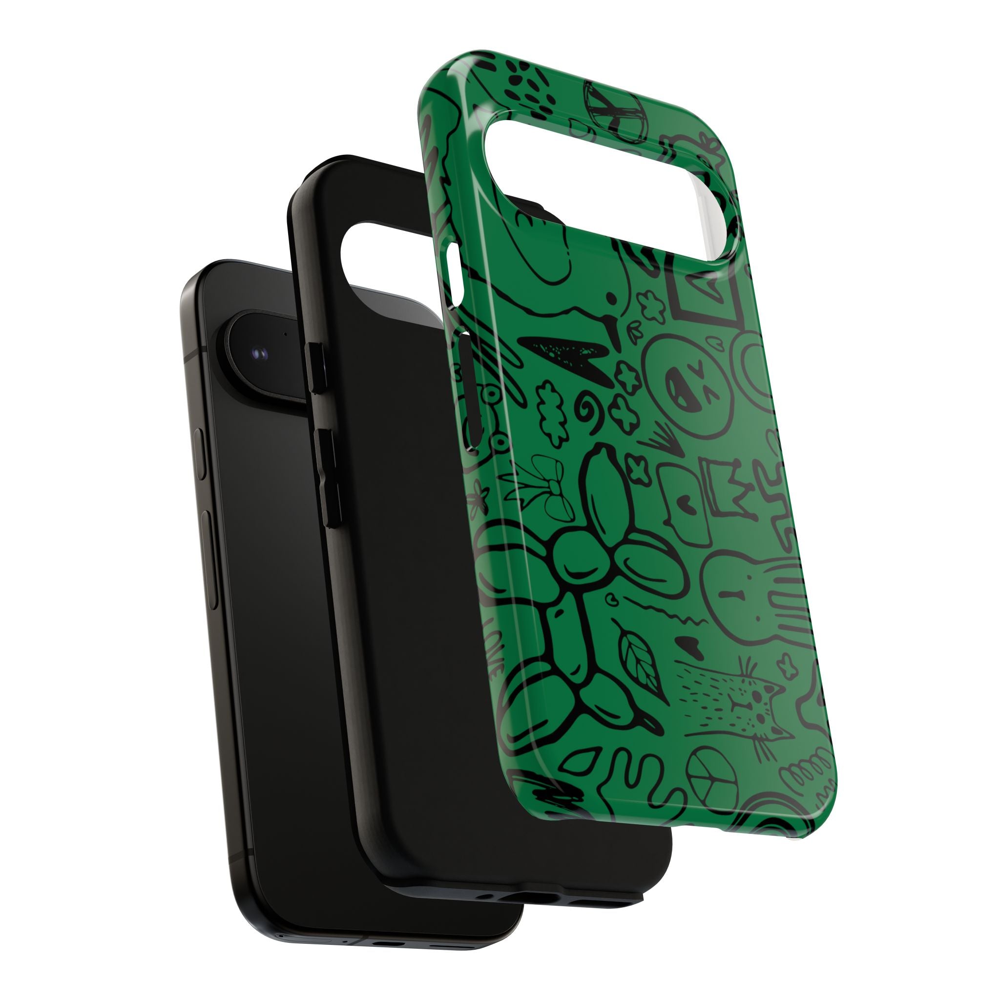 Playful Phone Case, Vibrant Green Tough Case, Quirky Graphic Design, Unique Gift for Kids, Fun Accessories, Christmas, Birthday