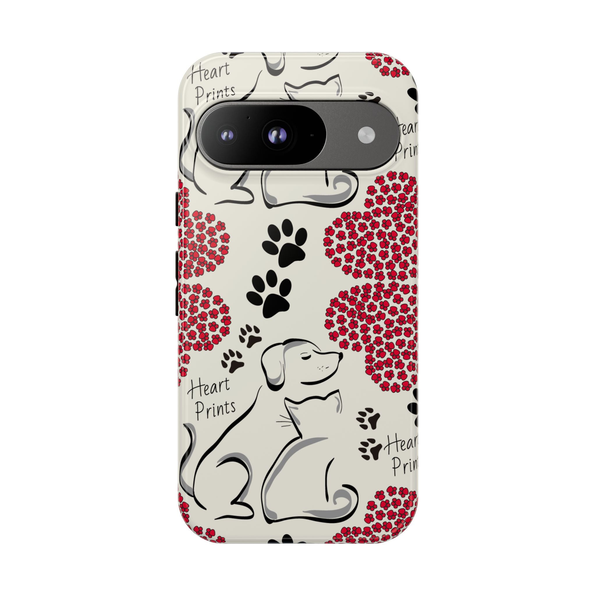 Stylish Phone Case with Heart Prints for Pet Lovers, Dog Lover Gift, Floral Pattern, Customizable Design, Cute Animal Accessories