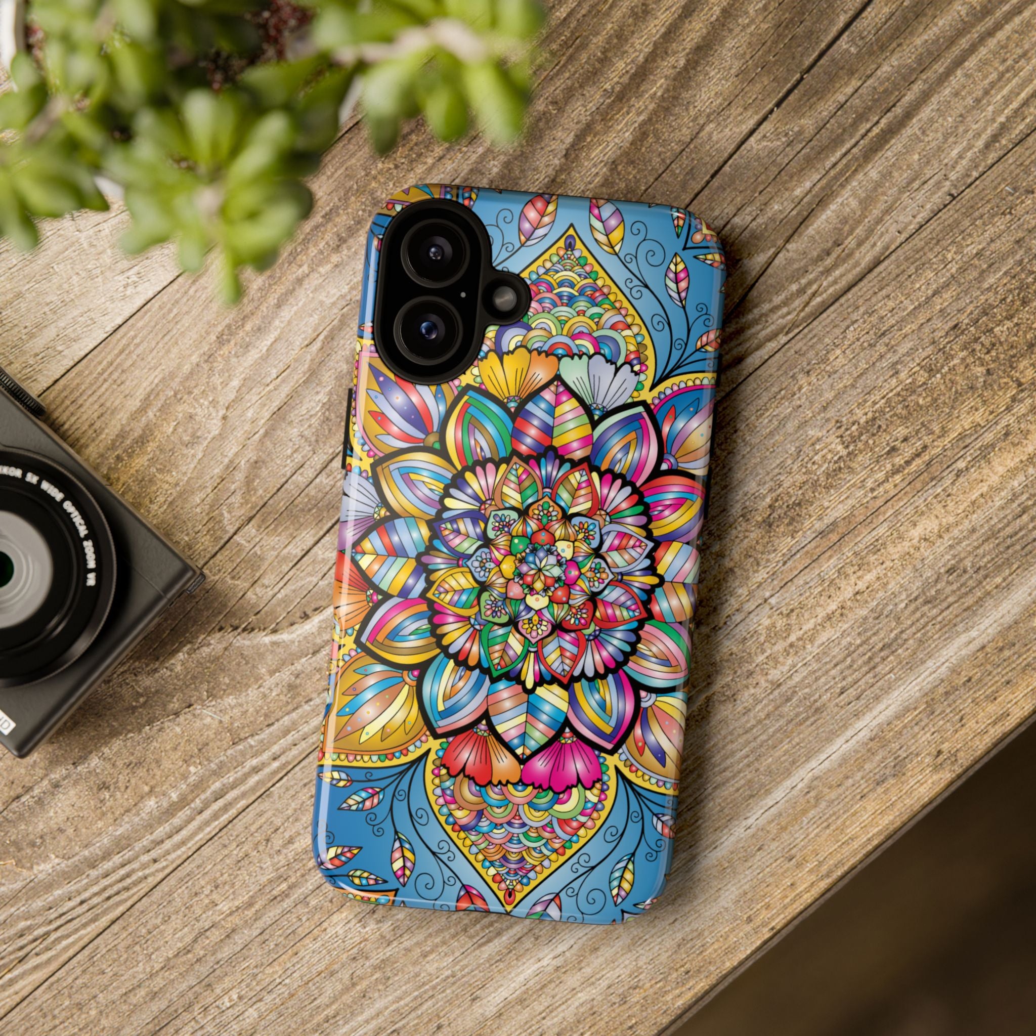 Vibrant Floral Phone Case, Tough Phone Cover, Colorful Mobile Accessory, Artistic Gift, Mandala Design, Everyday Use