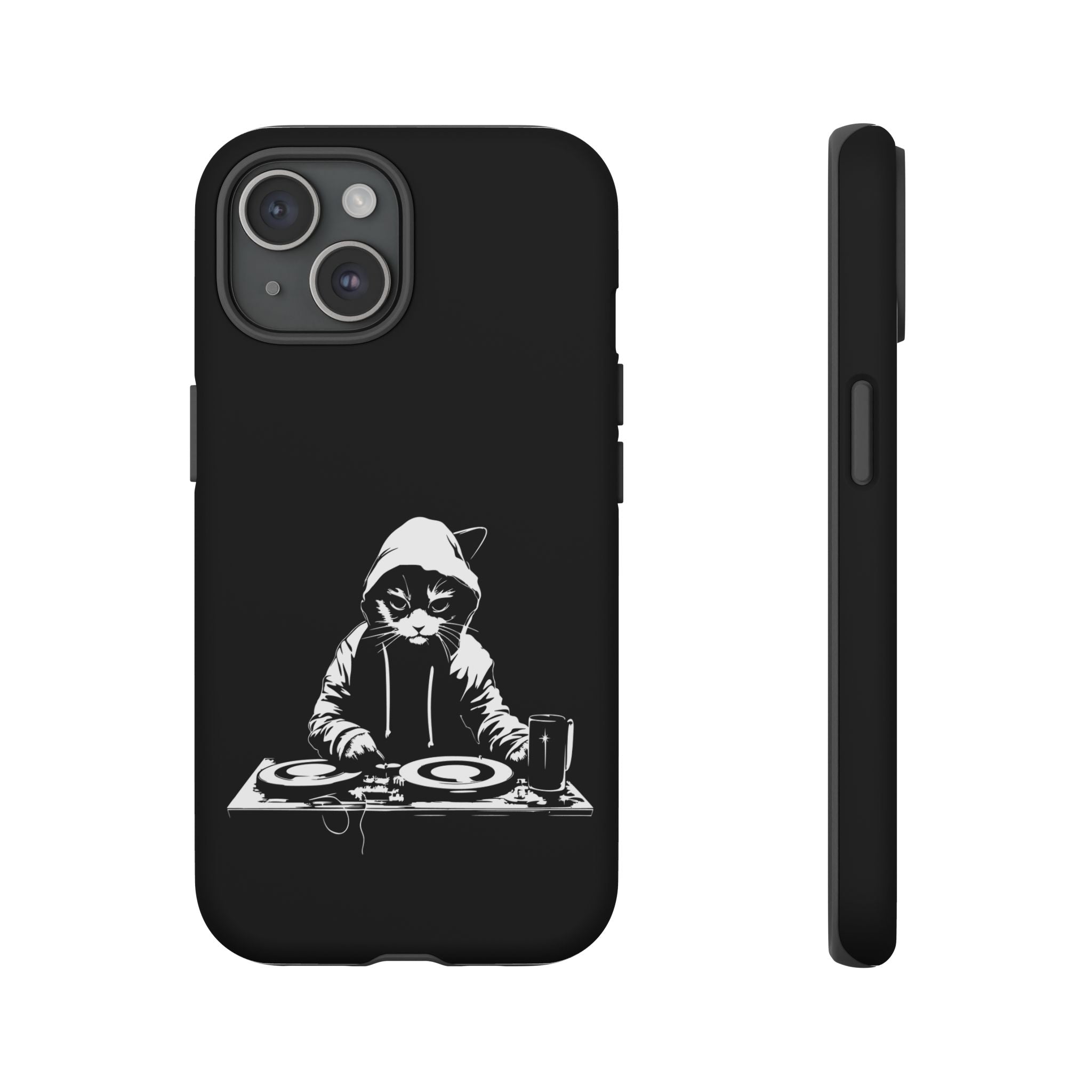 DJ Cat Phone Case, Tough Phone Cover, Pet Lover Gift, Music Enthusiast Accessory, Cute Cat Decor, Unique Case Design