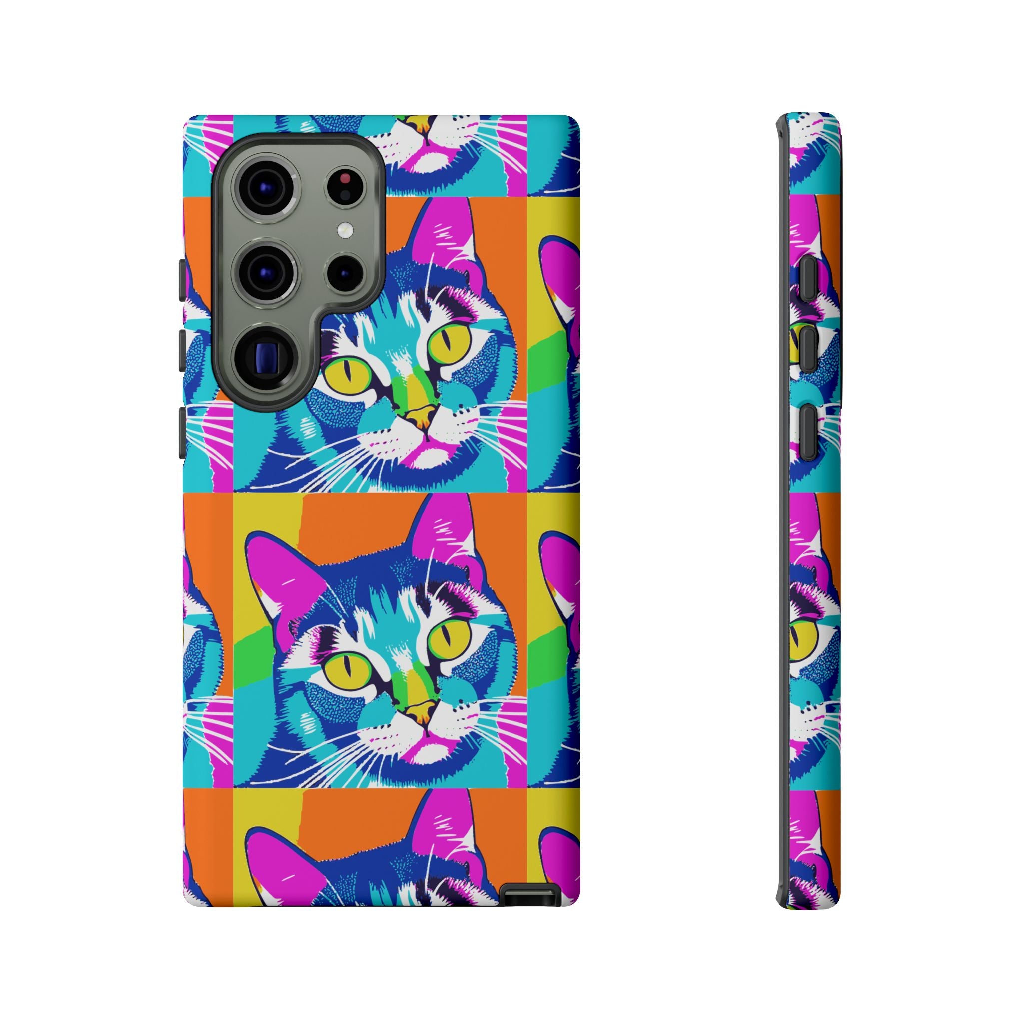Colorful Cat Phone Case, Vibrant Animal Cover, Unique Pet Lover Gift, Fun Pop Art Style, Trendy Gadget Accessory