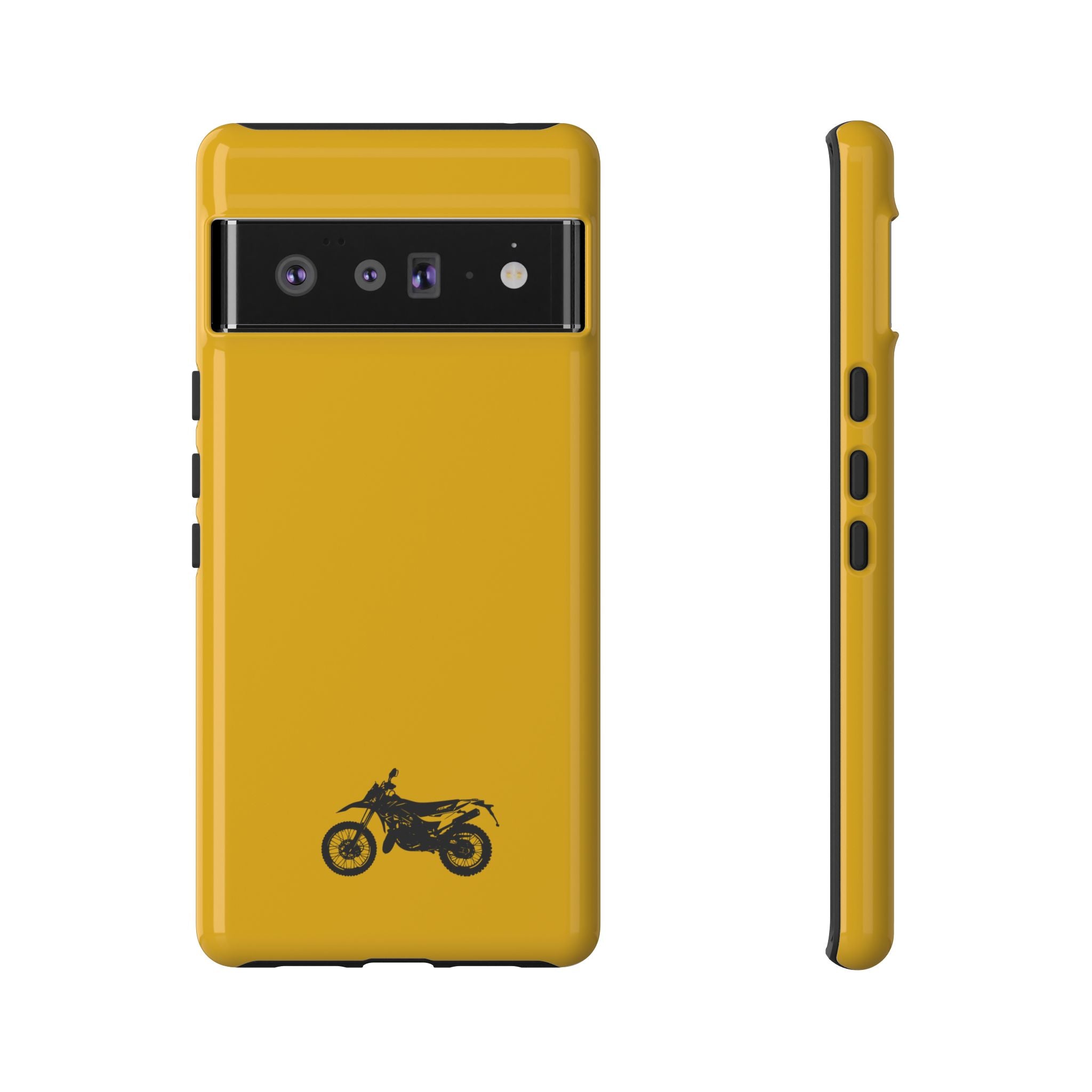 Motorcycle Phone Case, Tough Phone Cover, Gift for Bikers, Durable Tech Accessory, Yellow Motorcycle Design