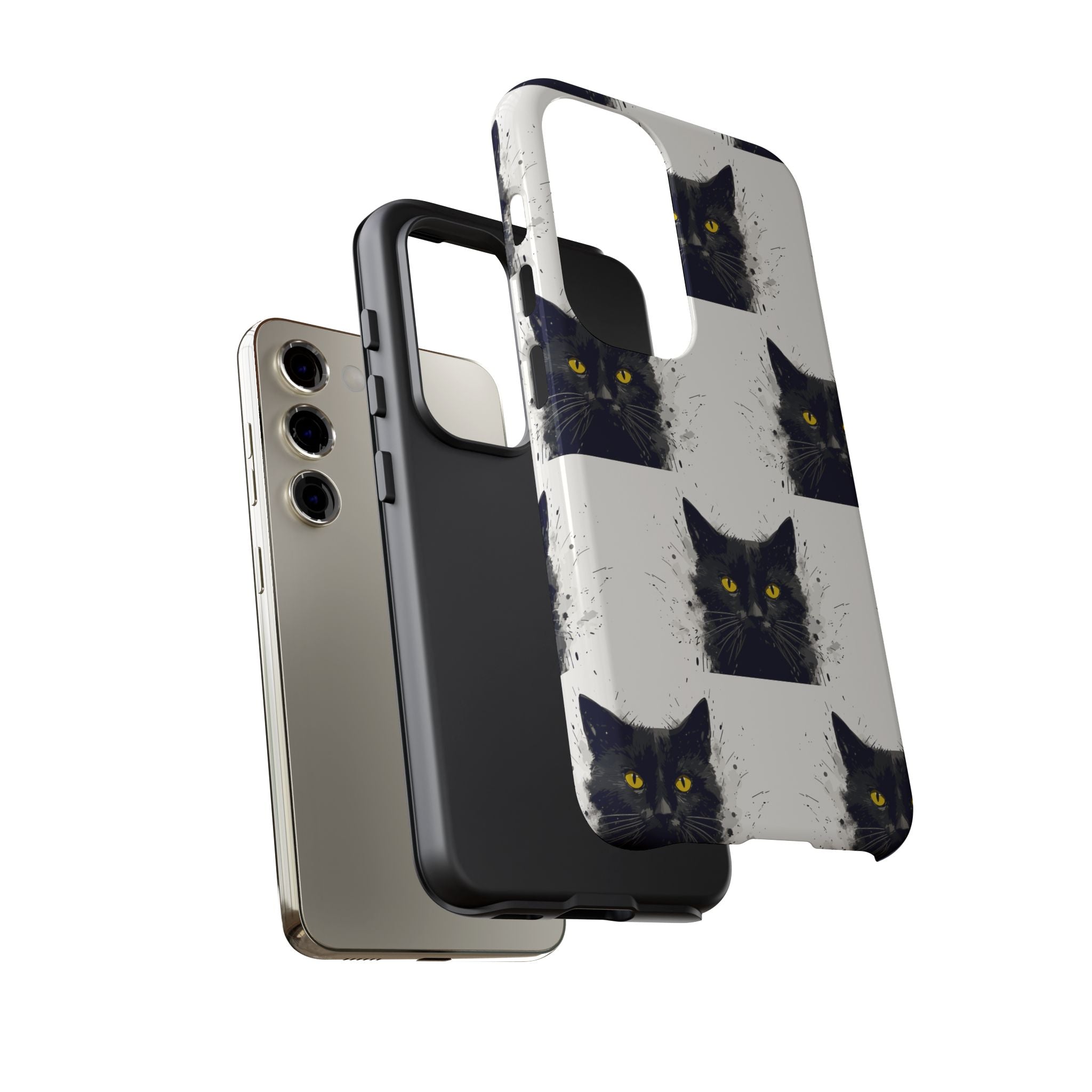 Black Cat Phone Case, Tough Cases, Cat Lover Gift, Unique Design, Halloween, Animal Accessories, Custom Phone Cover